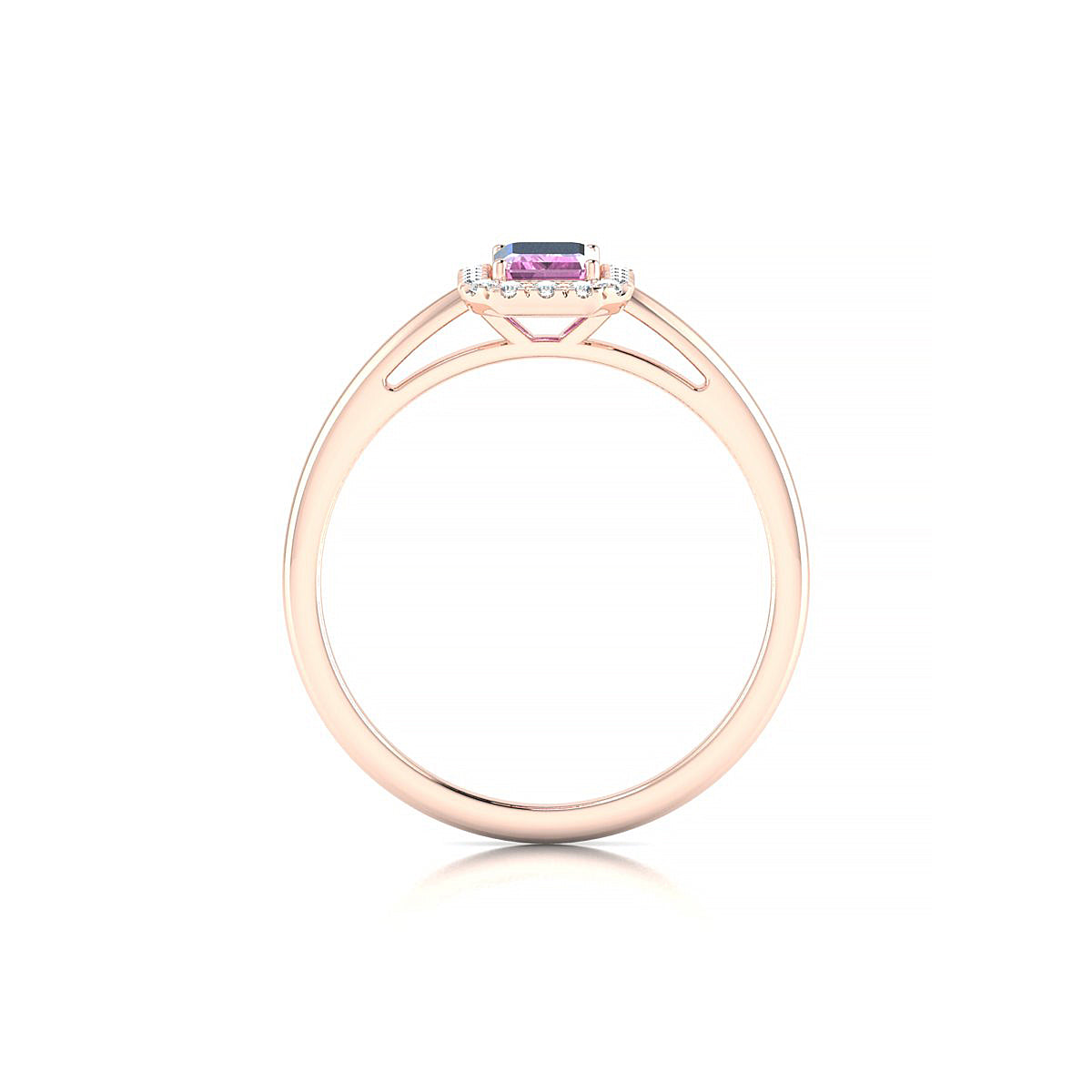 Solar | 18k Rose Gold 6 x 4 mm Emerald Pink Sapphire Ring