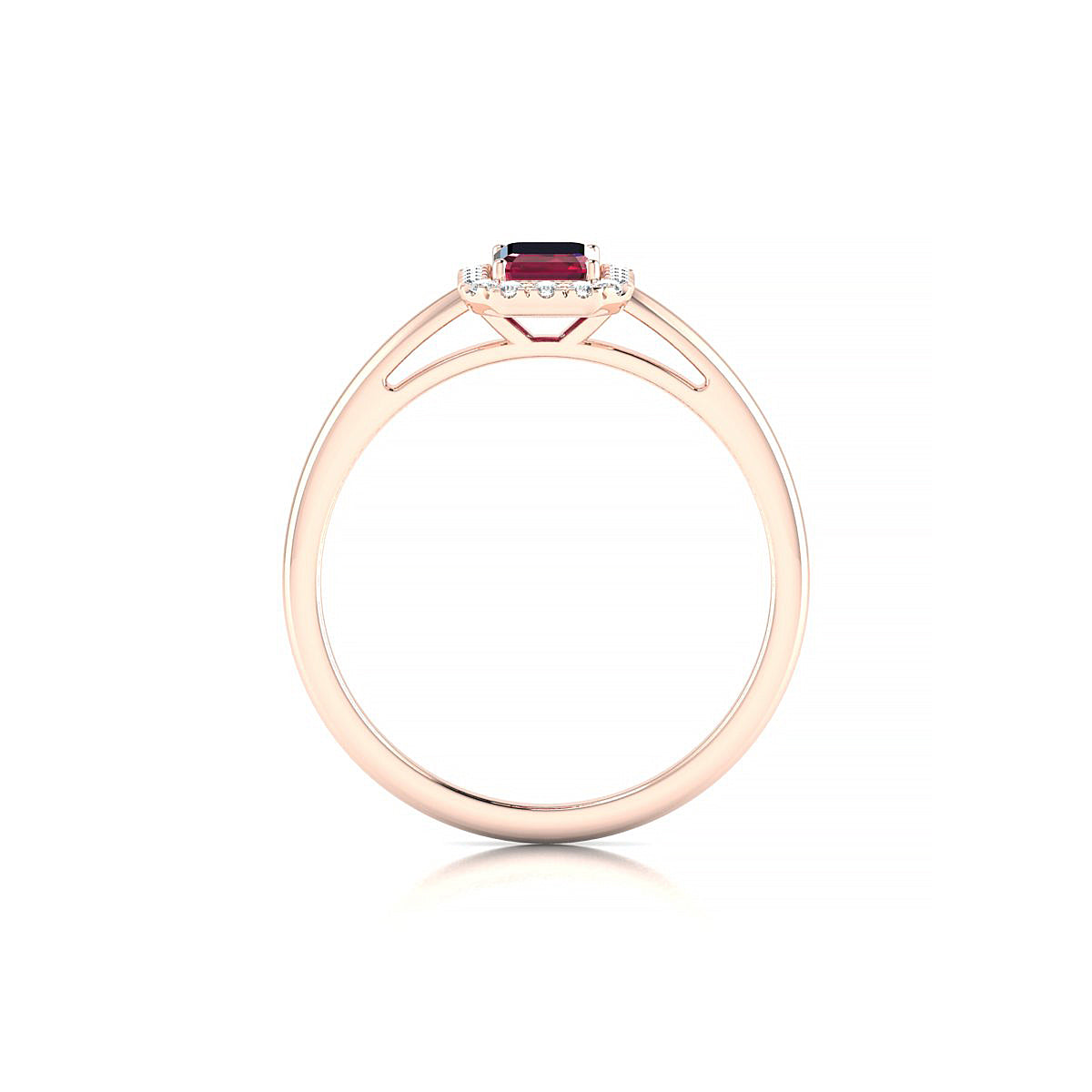 Solar | 18k Rose Gold 6 x 4 mm Emerald Ruby Ring