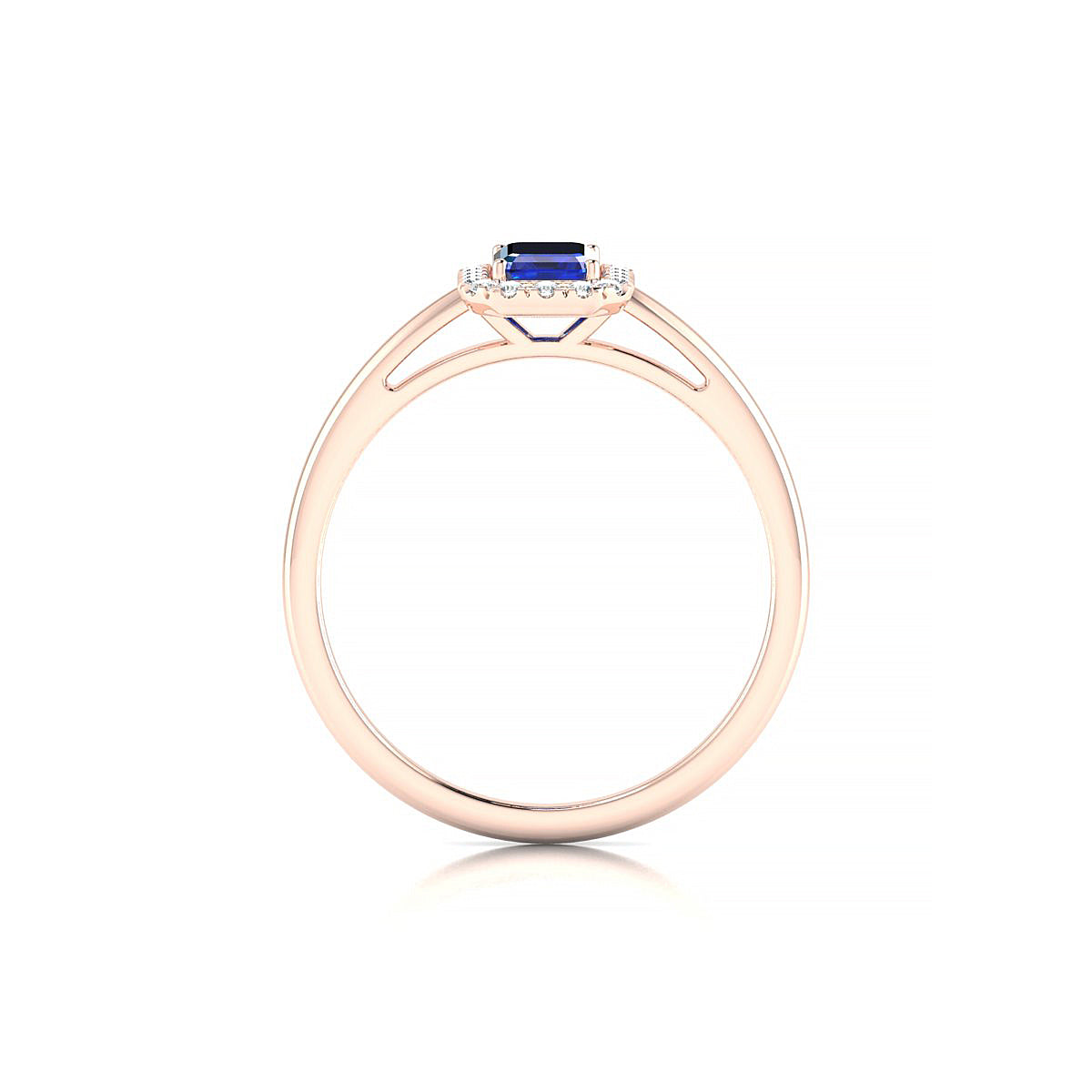 Solar | 18k Rose Gold 6 x 4 mm Emerald Sapphire Ring