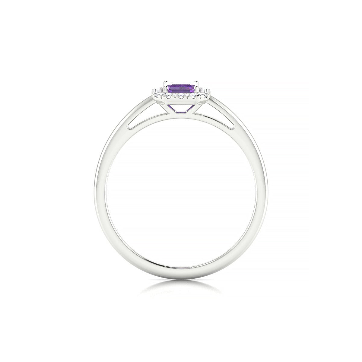 Solar | 18k White Gold 6 x 4 mm Emerald Amethyst Ring