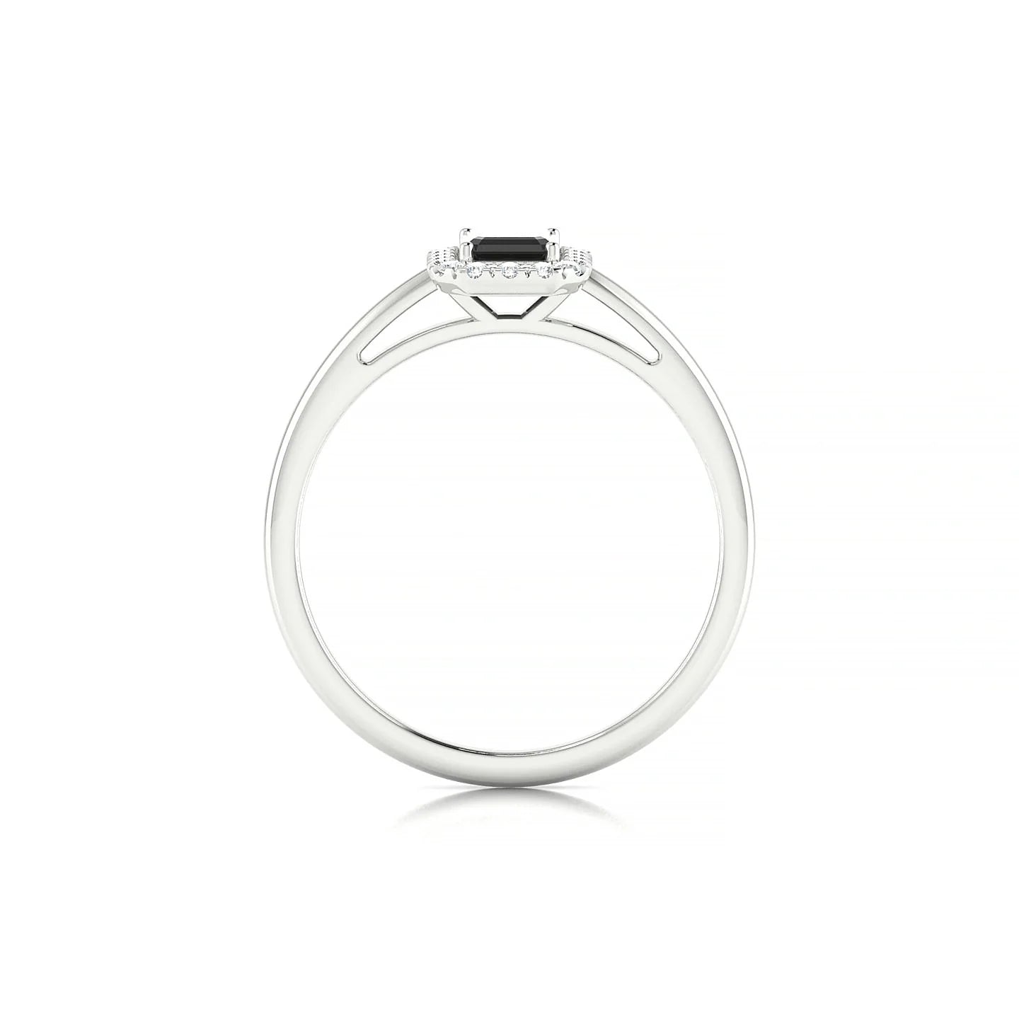 Solar | 18k White Gold 6 x 4 mm Emerald Black Diamond Ring
