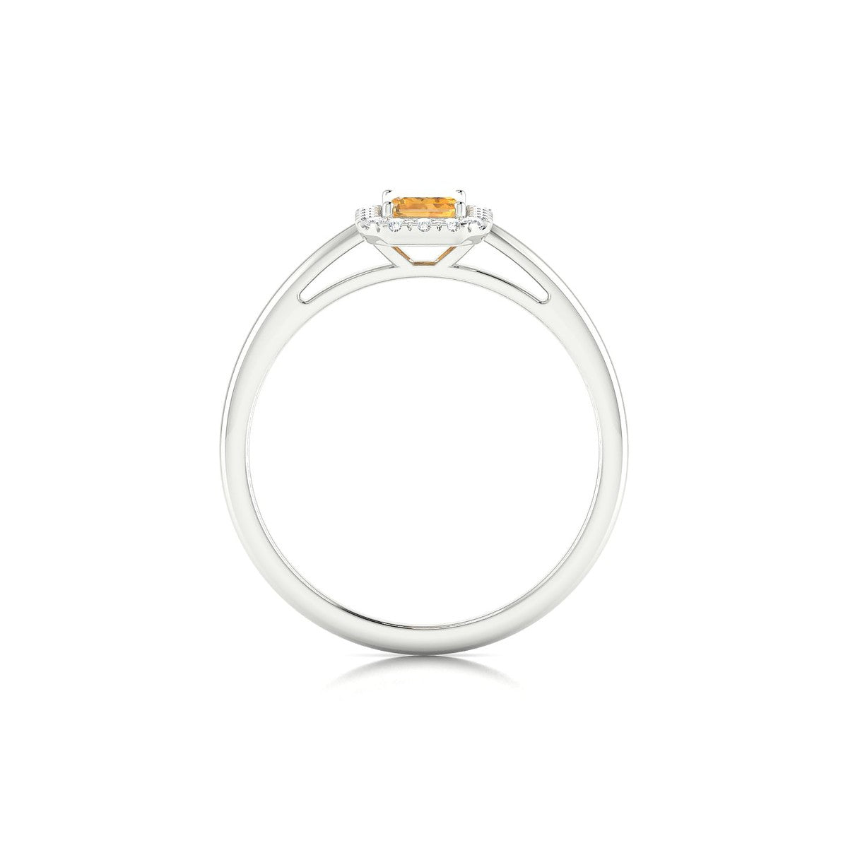Solar | 18k White Gold 6 x 4 mm Emerald Citrine Ring