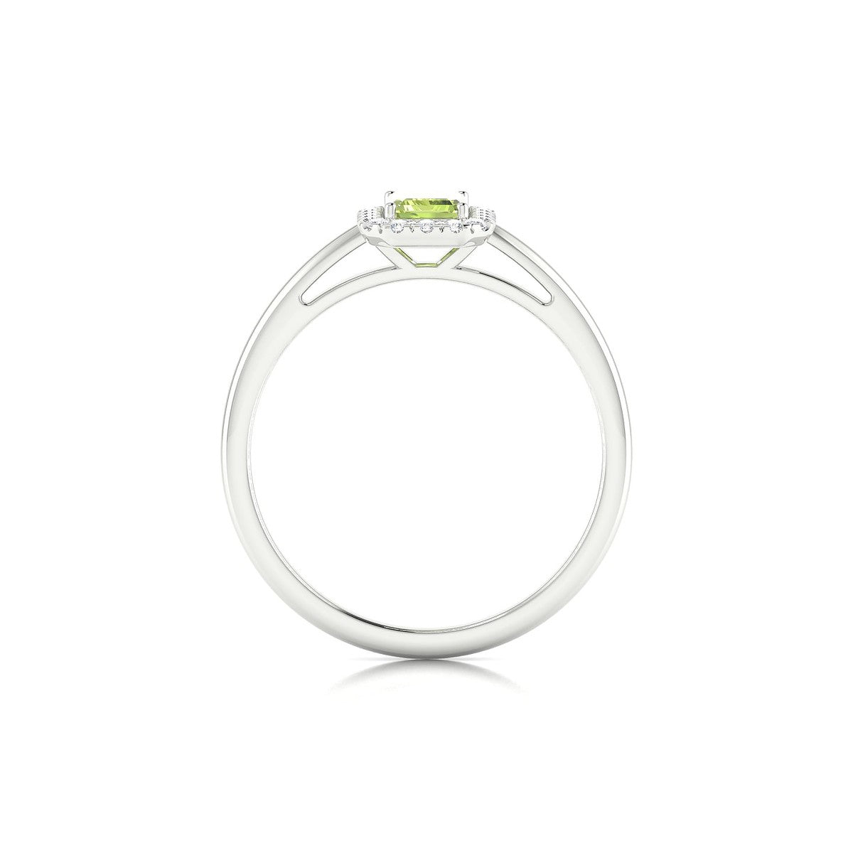 Solar | 18k White Gold 6 x 4 mm Emerald Peridot Ring