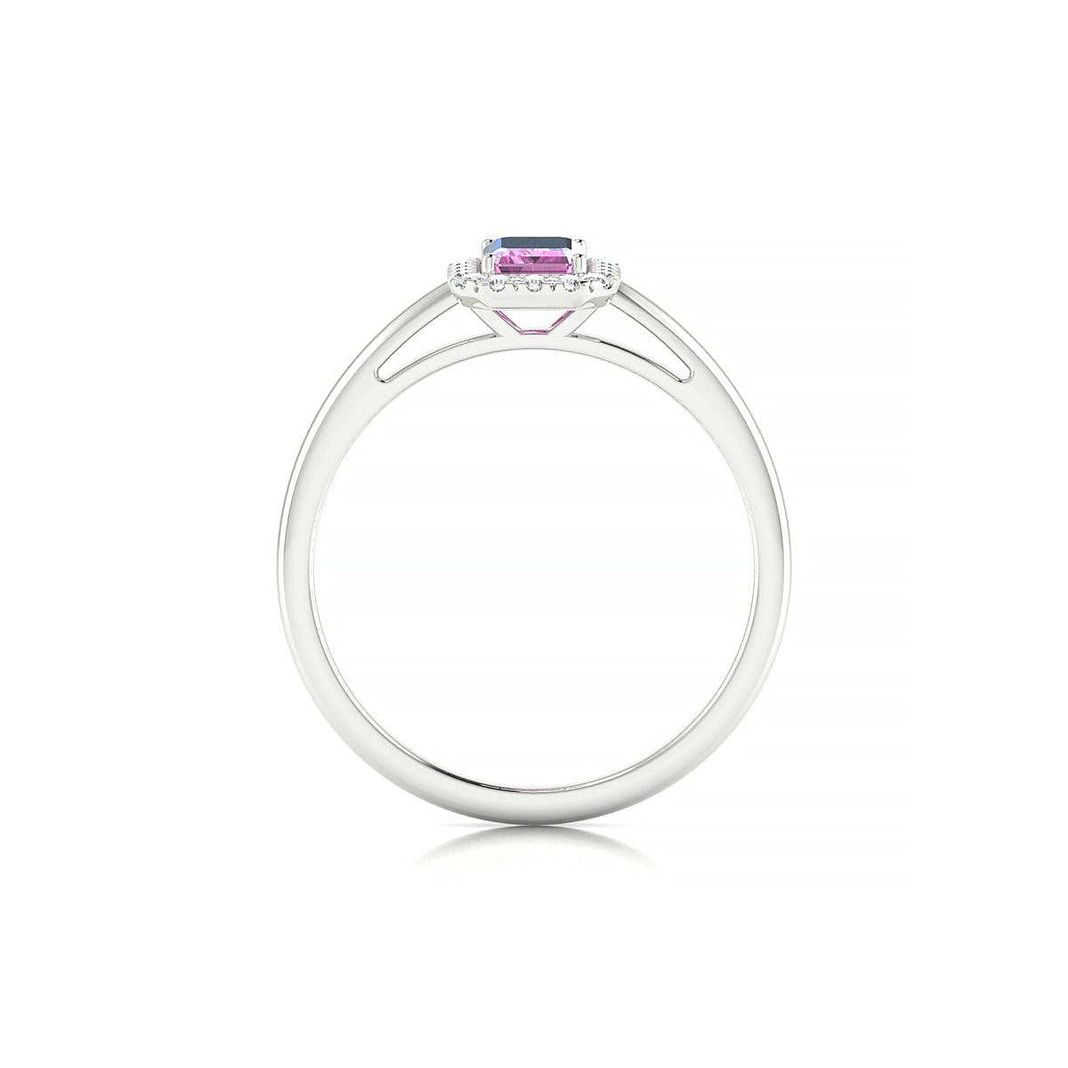Solar | 18k White Gold 6 x 4 mm Emerald Pink Sapphire Ring