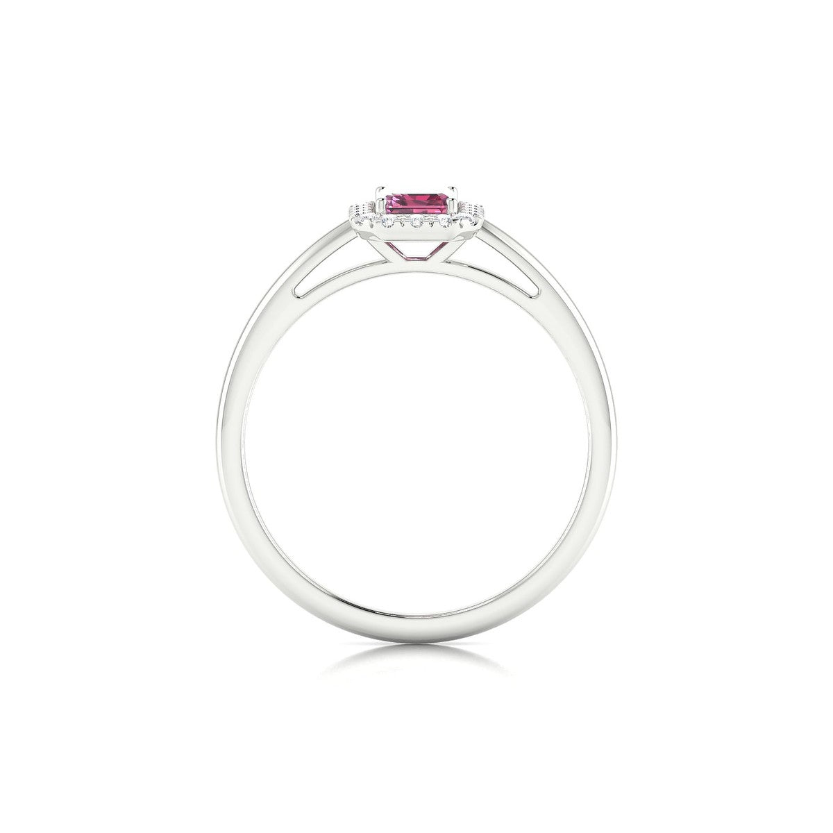 Solar | 18k White Gold 6 x 4 mm Emerald Rhodolite Ring