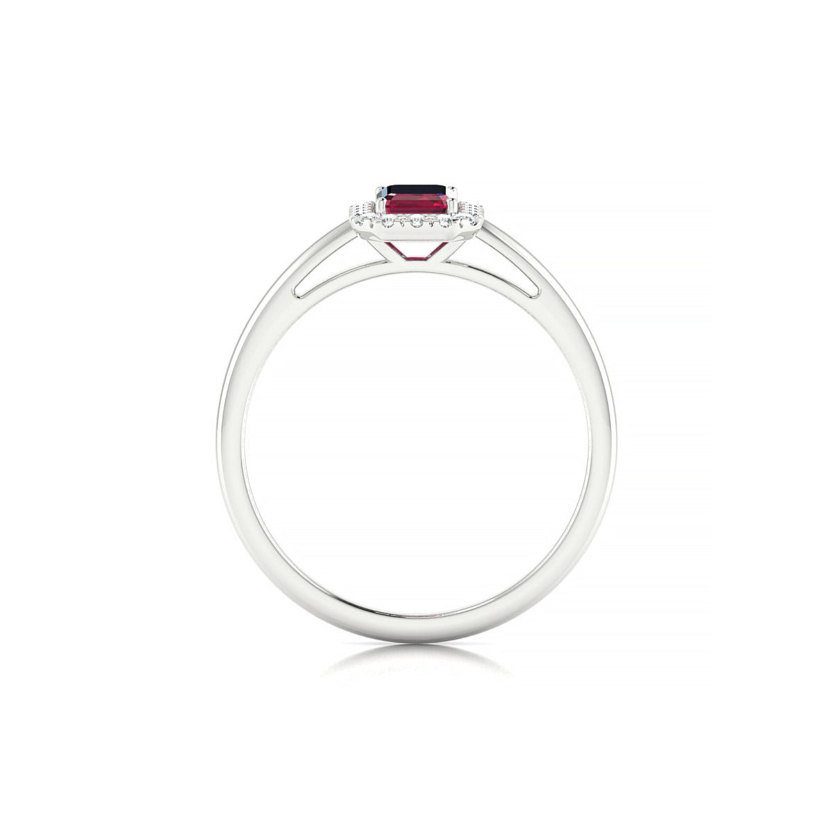 Solar | 18k White Gold 6 x 4 mm Emerald Ruby Ring