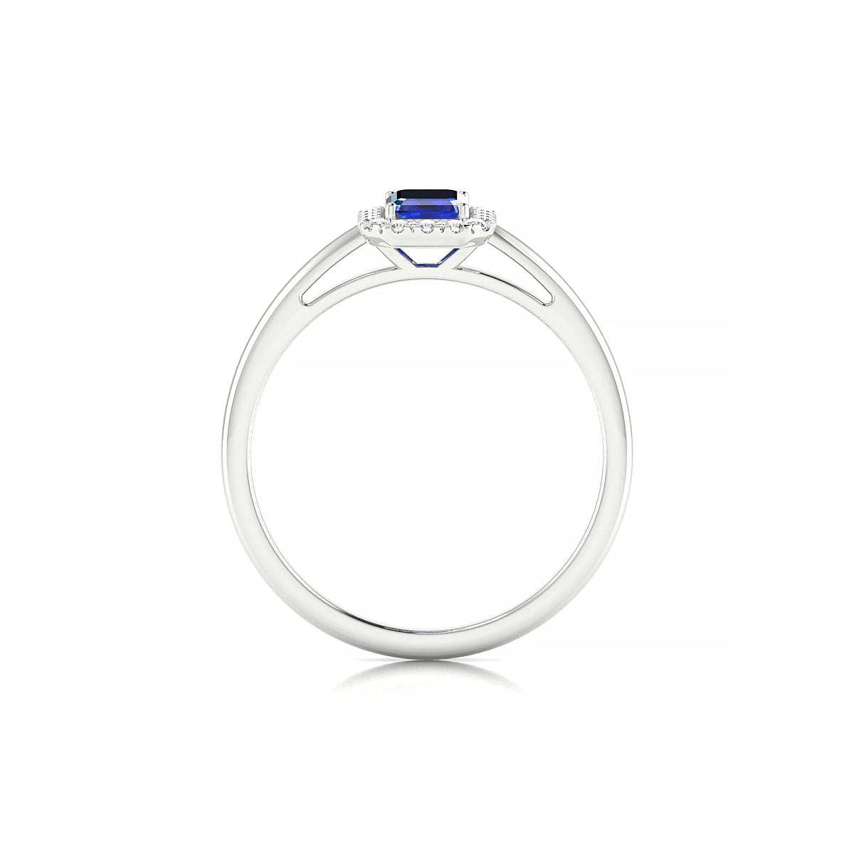 Solar | 18k White Gold 6 x 4 mm Emerald Sapphire Ring
