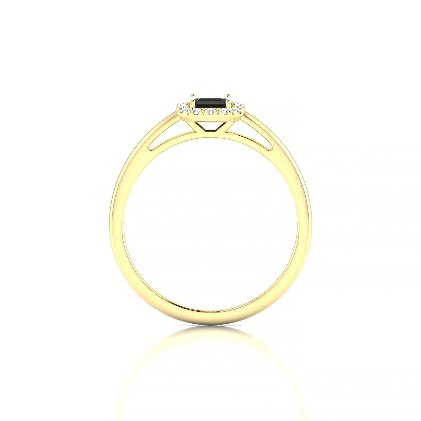 Solar | 18k Yellow Gold 6 x 4 mm Emerald Black Diamond Ring