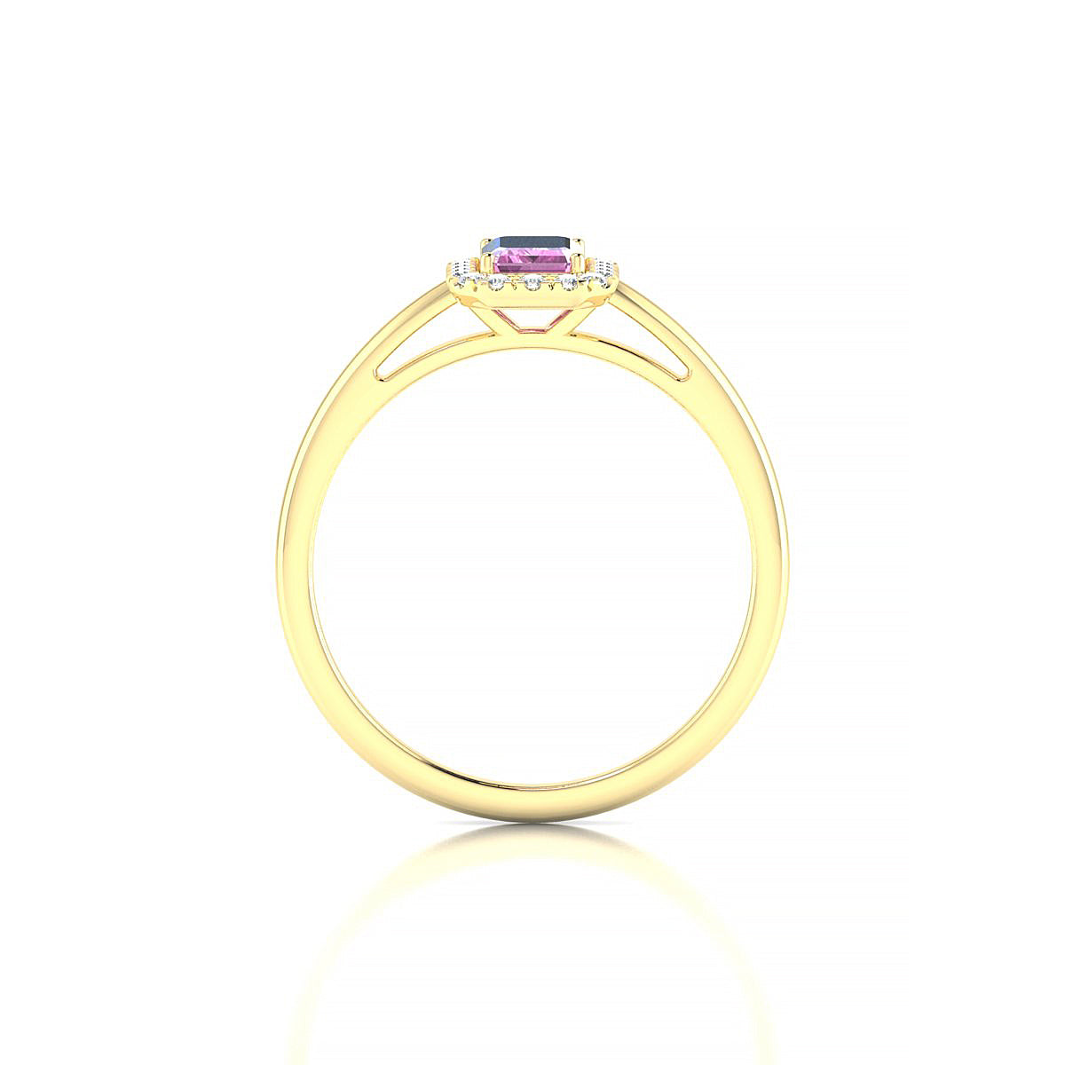 Solar | 18k Yellow Gold 6 x 4 mm Emerald Pink Sapphire Ring