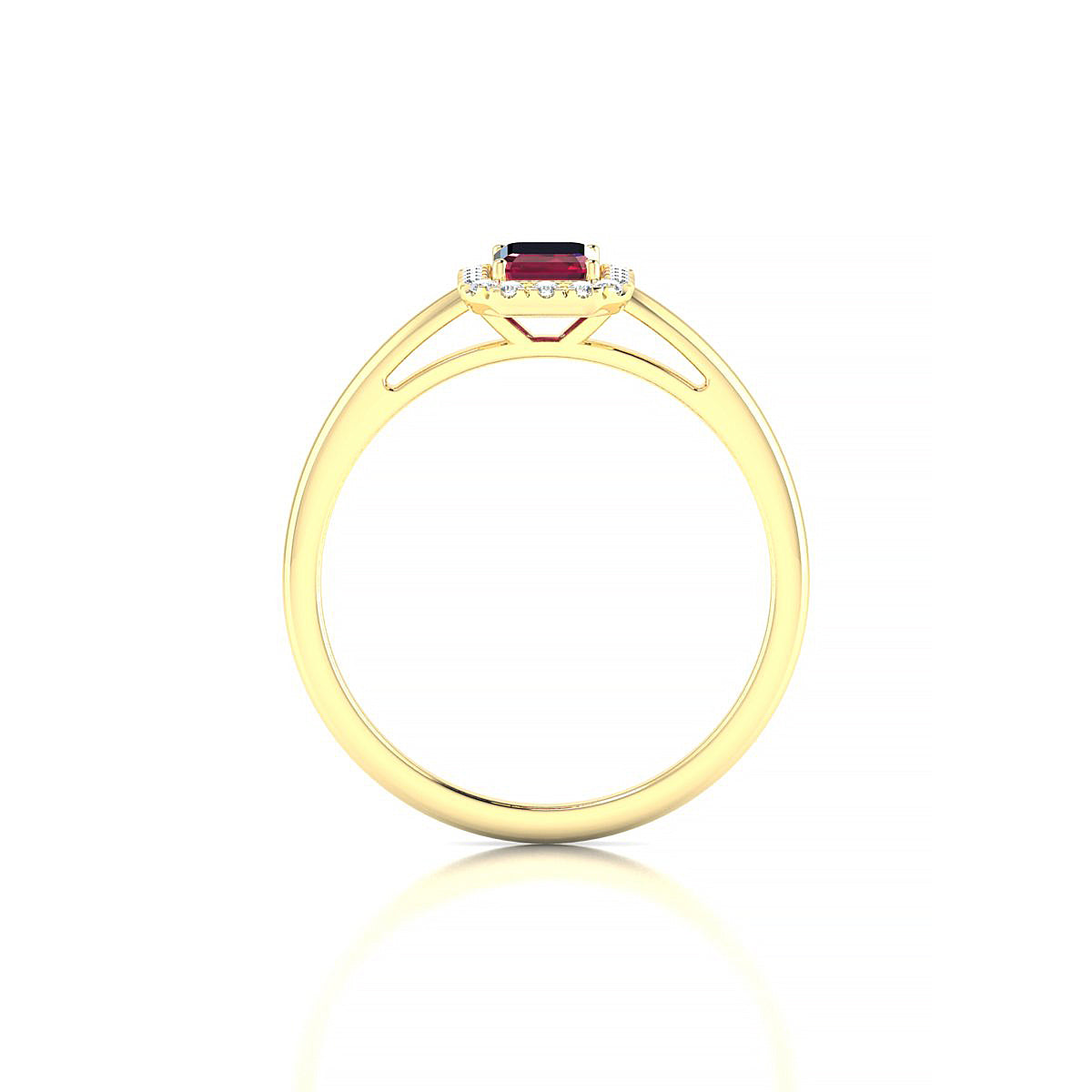 Solar | 18k Yellow Gold 6 x 4 mm Emerald Ruby Ring
