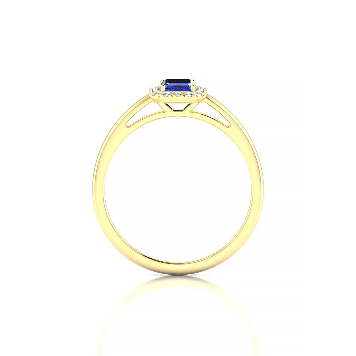 Solar | 18k Yellow Gold 6 x 4 mm Emerald Sapphire Ring