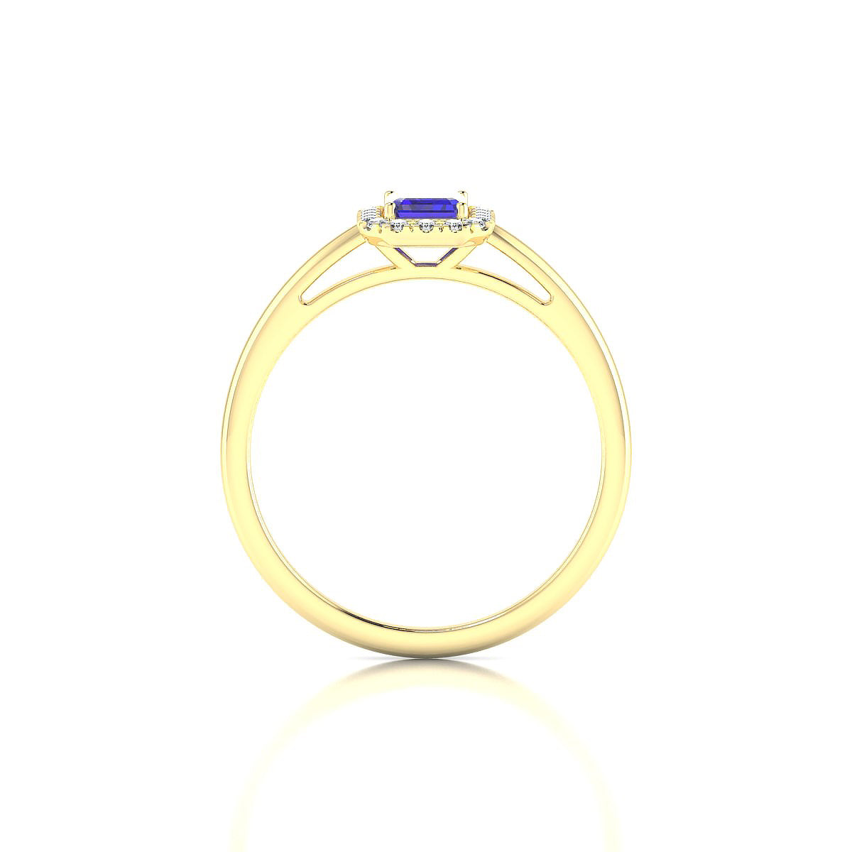 Solar | 18k Yellow Gold 6 x 4 mm Emerald Tanzanite Ring