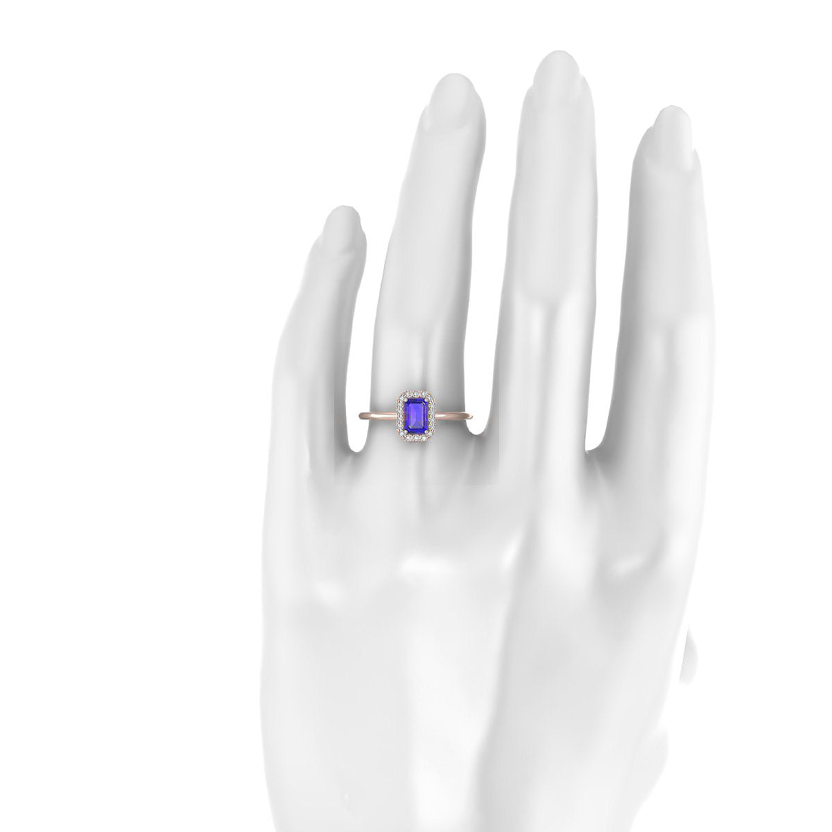 Solar | 18k Rose Gold 6 x 4 mm Emerald Tanzanite Ring