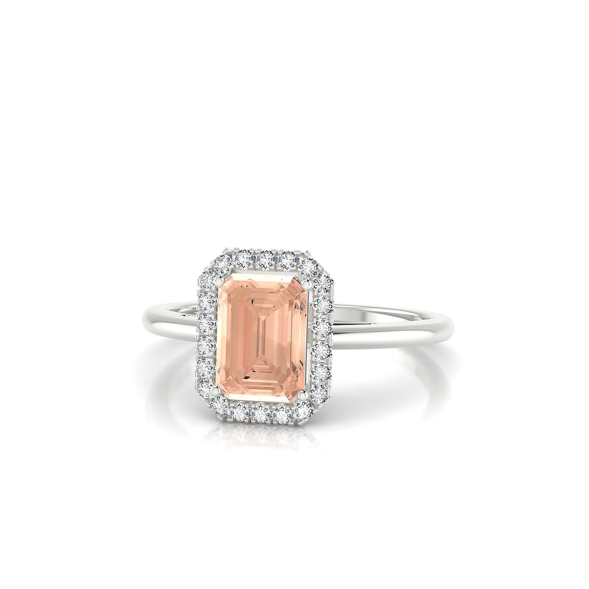 Solar | 18k White Gold 7 x 5 mm Emerald Morganite Ring