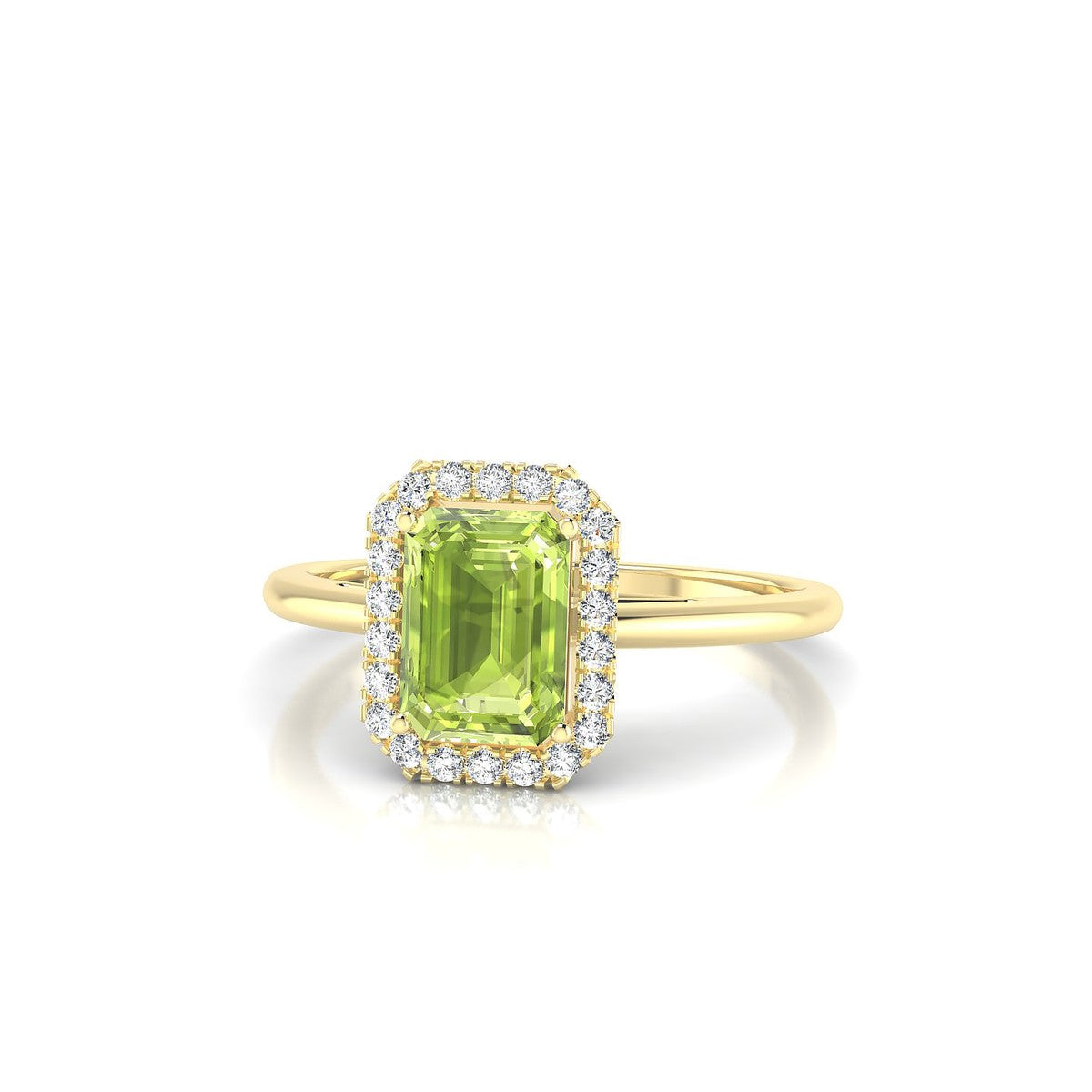 Solar | 18k Yellow Gold 7 x 5 mm Emerald Peridot Ring