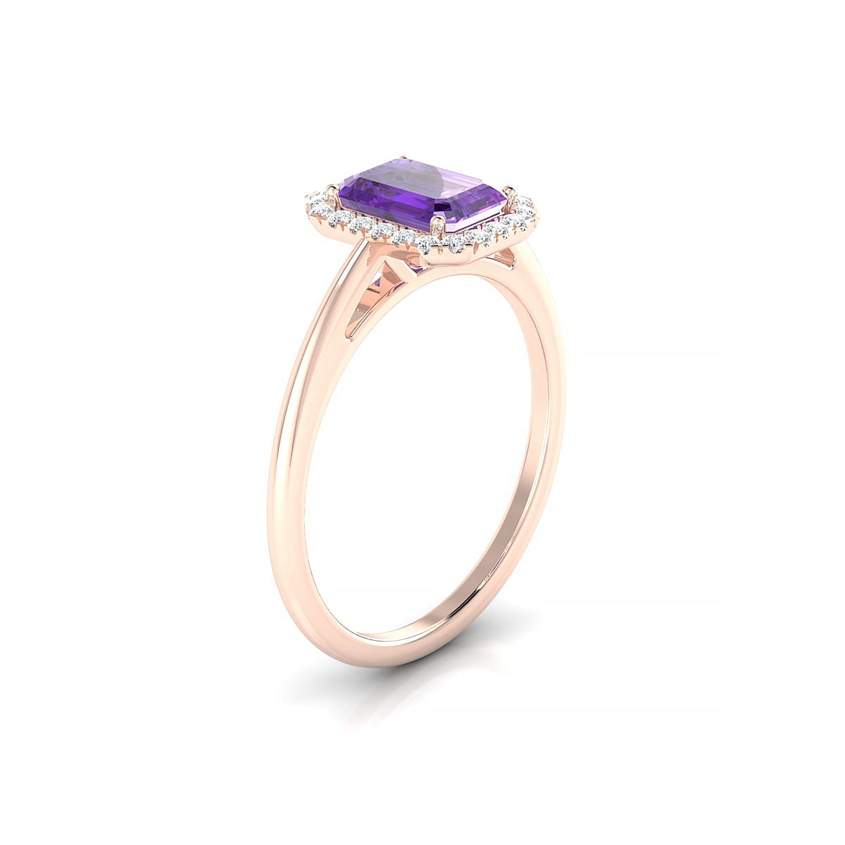 Solar | 18k Rose Gold 7 x 5 mm Emerald Amethyst Ring