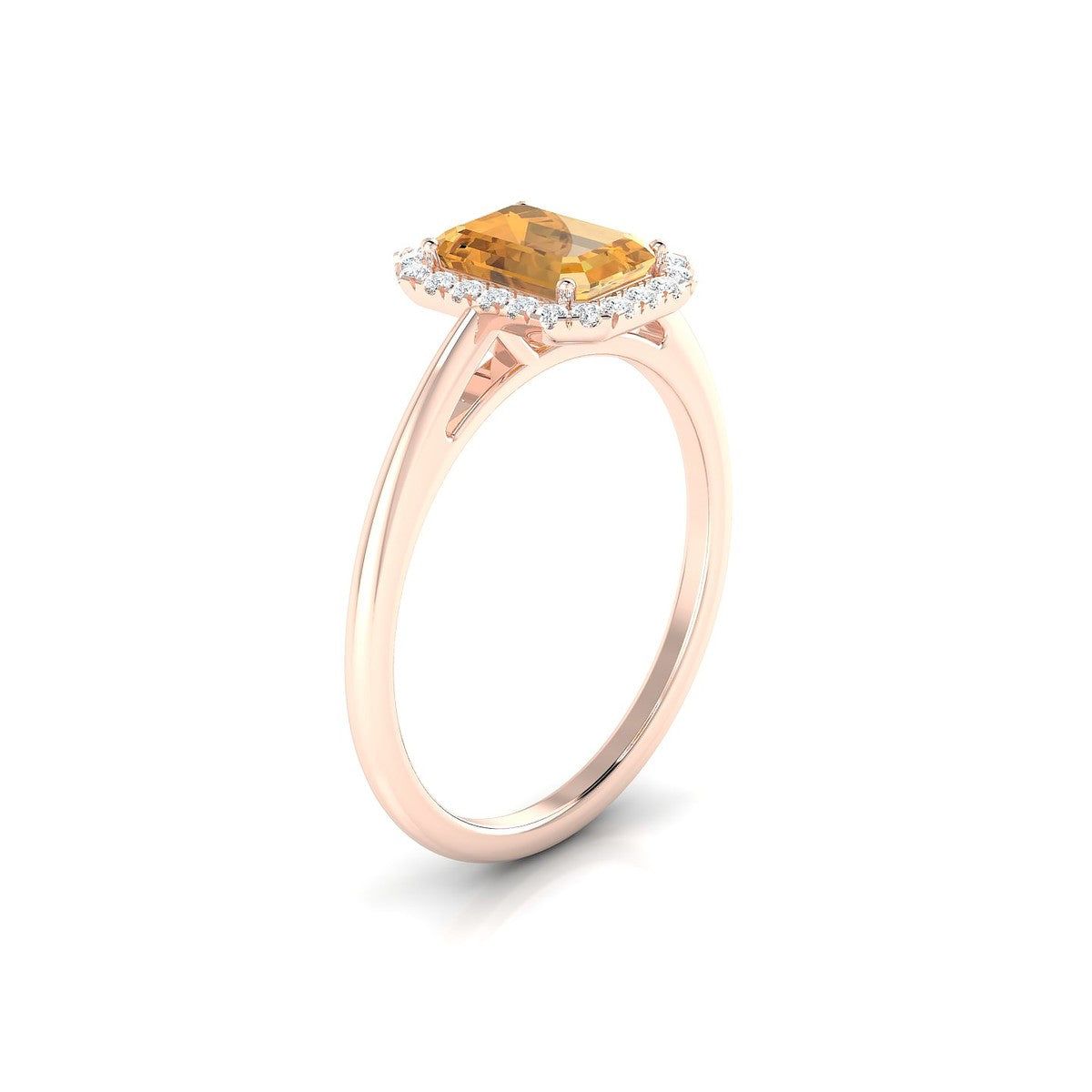 Solar | 18k Rose Gold 7 x 5 mm Emerald Citrine Ring