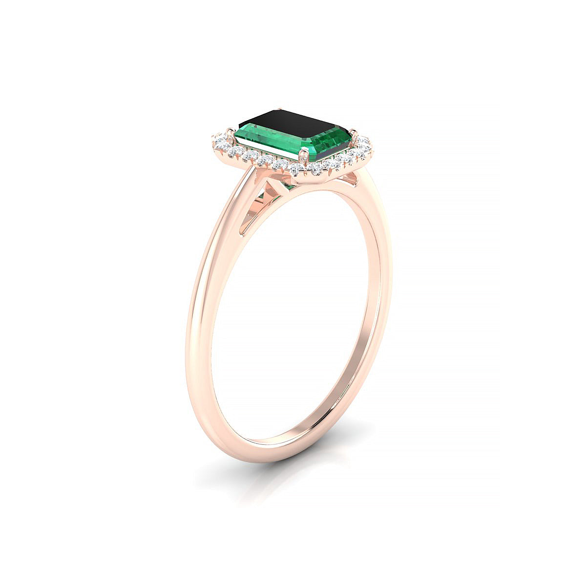 Solar | 18k Rose Gold 7 x 5 mm Emerald Emerald Ring