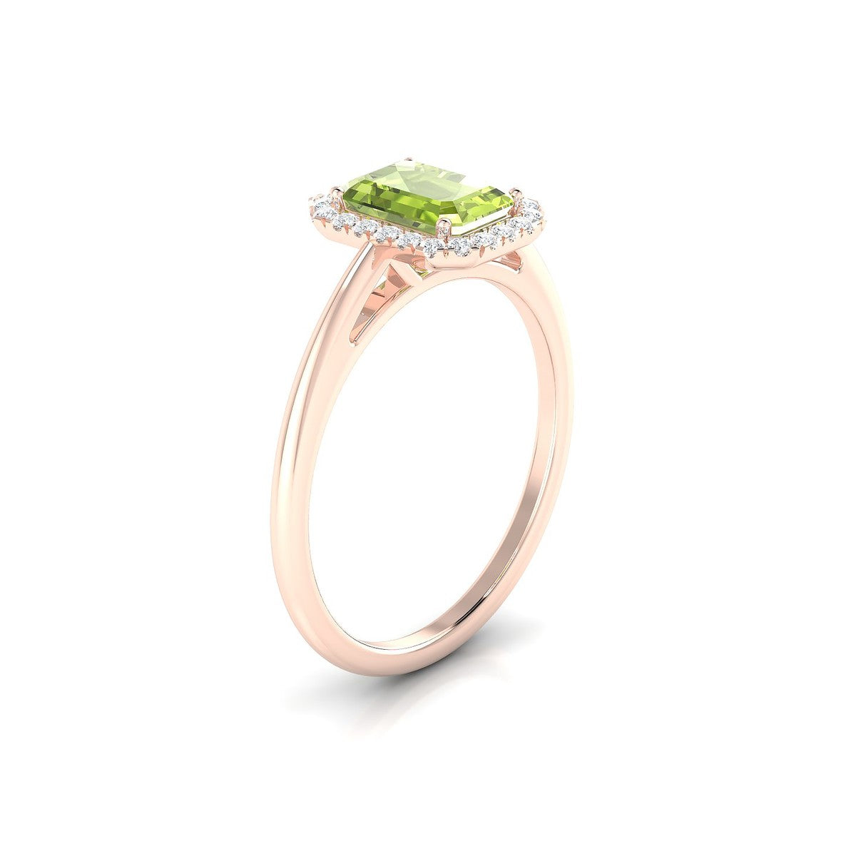 Solar | 18k Rose Gold 7 x 5 mm Emerald Peridot Ring
