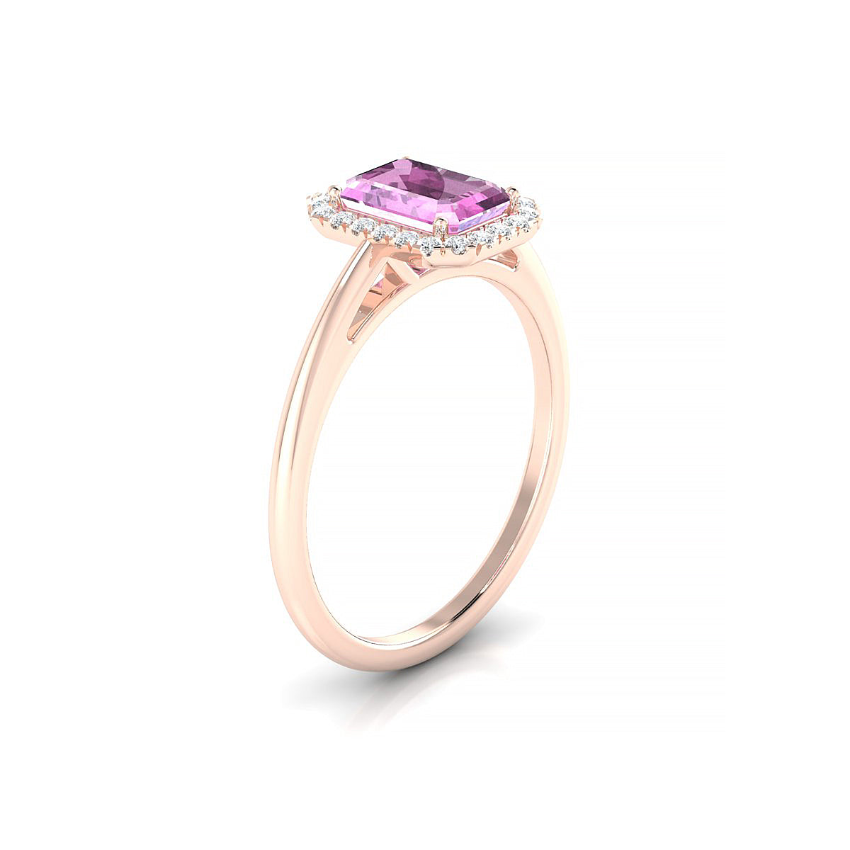 Solar | 18k Rose Gold 7 x 5 mm Emerald Pink Sapphire Ring