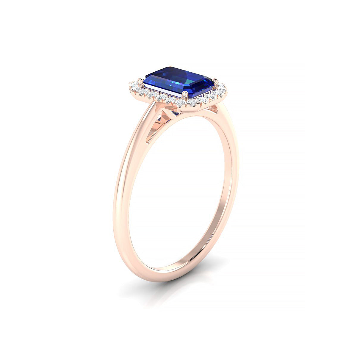Solar | 18k Rose Gold 7 x 5 mm Emerald Sapphire Ring