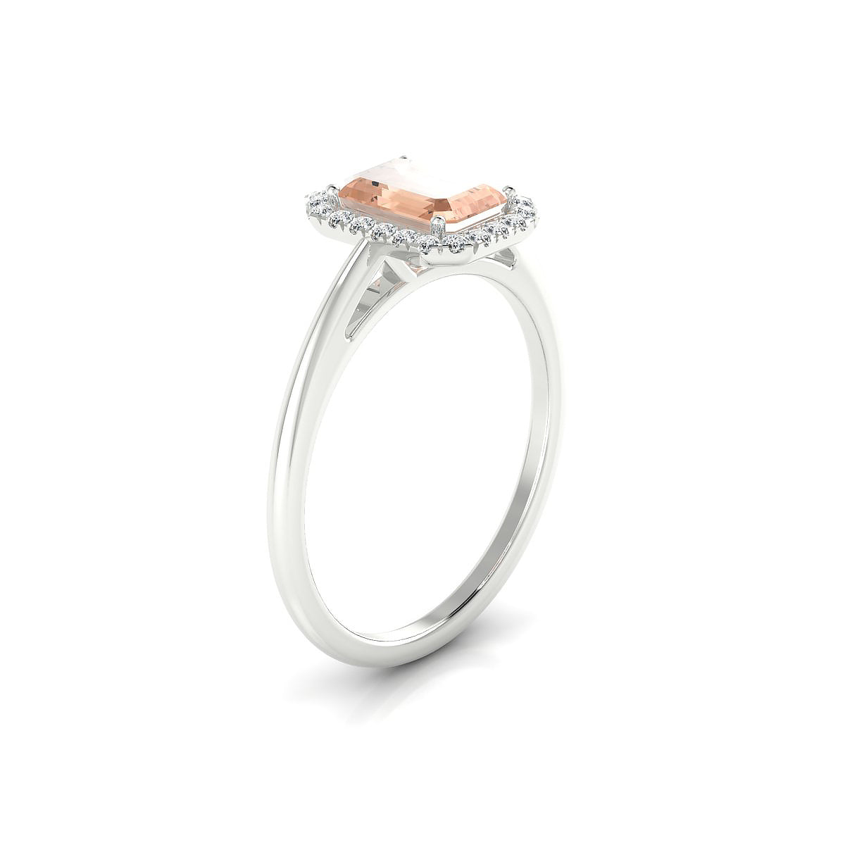 Solar | 18k White Gold 7 x 5 mm Emerald Morganite Ring