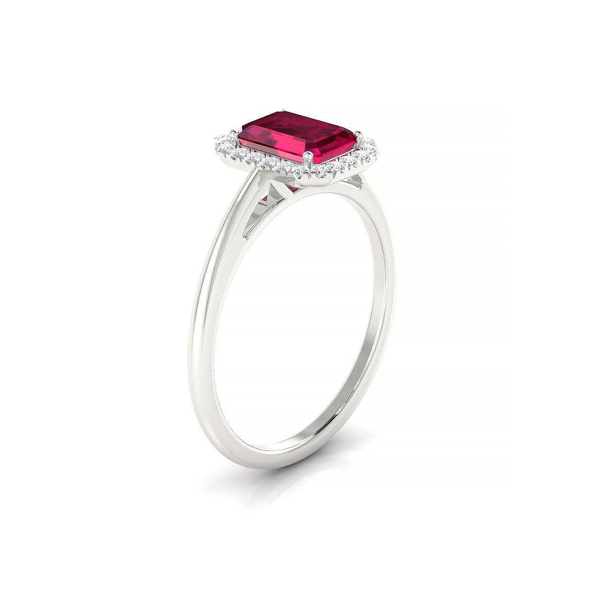 Solar | 18k White Gold 7 x 5 mm Emerald Ruby Ring