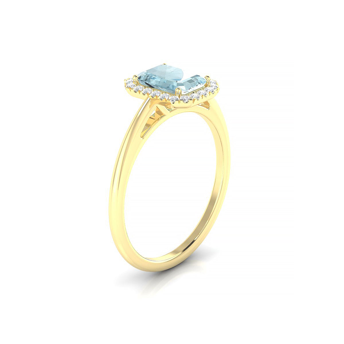 Solar | 18k Yellow Gold 7 x 5 mm Emerald Aquamarine Ring