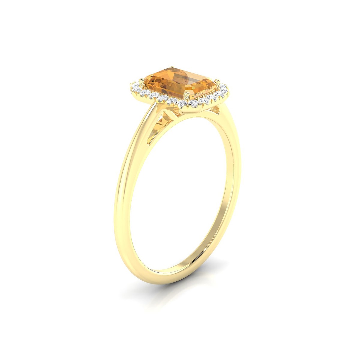Solar | 18k Yellow Gold 7 x 5 mm Emerald Citrine Ring