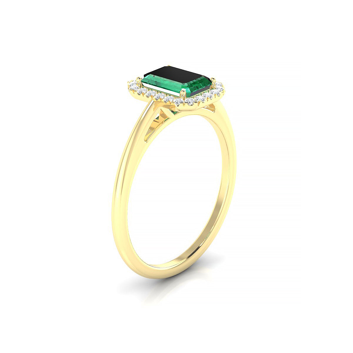 Solar | 18k Yellow Gold 7 x 5 mm Emerald Emerald Ring