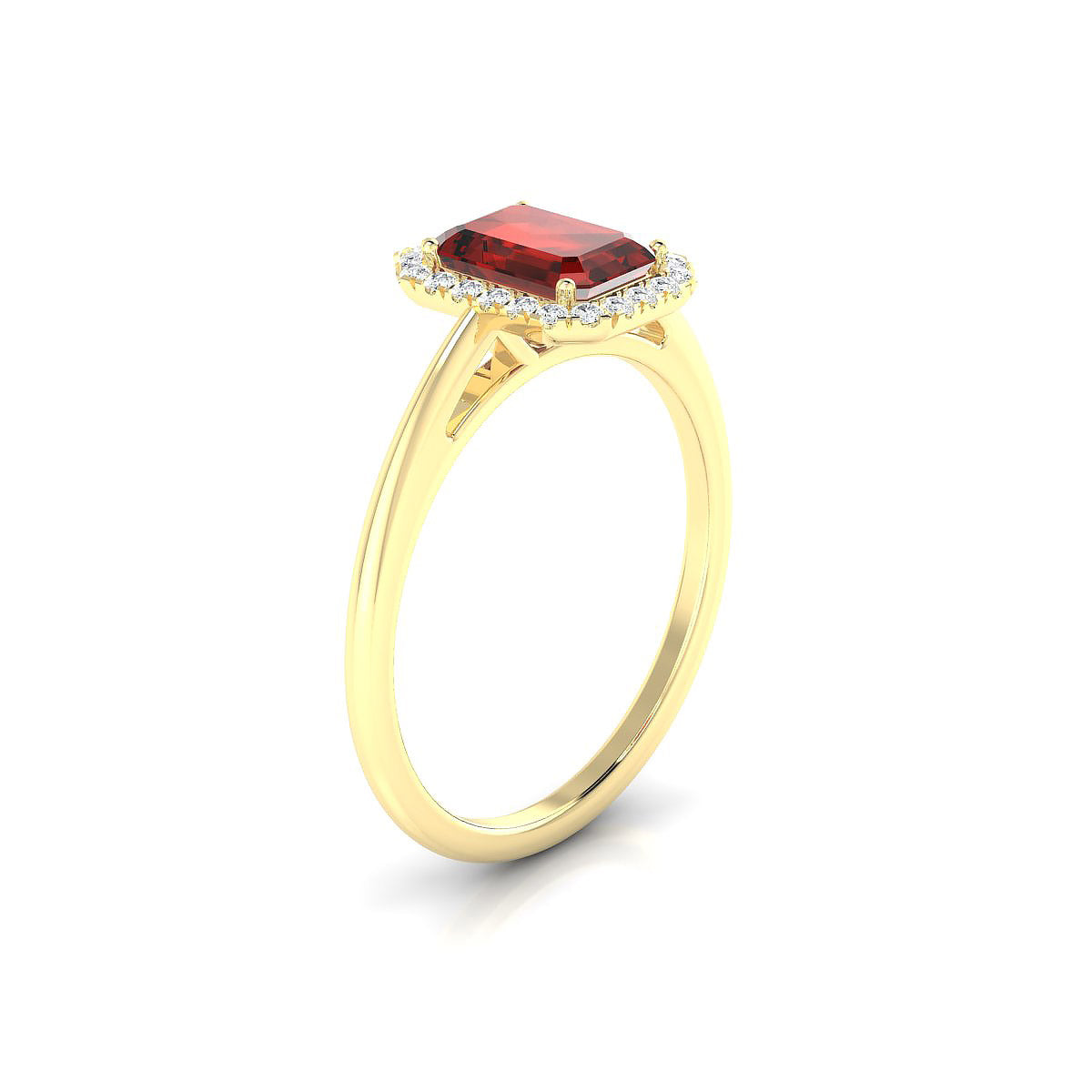 Solar | 18k Yellow Gold 7 x 5 mm Emerald Garnet Ring