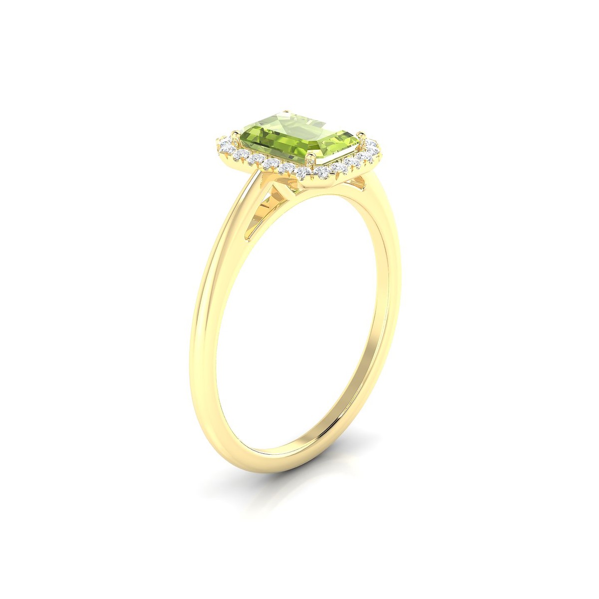 Solar | 18k Yellow Gold 7 x 5 mm Emerald Peridot Ring