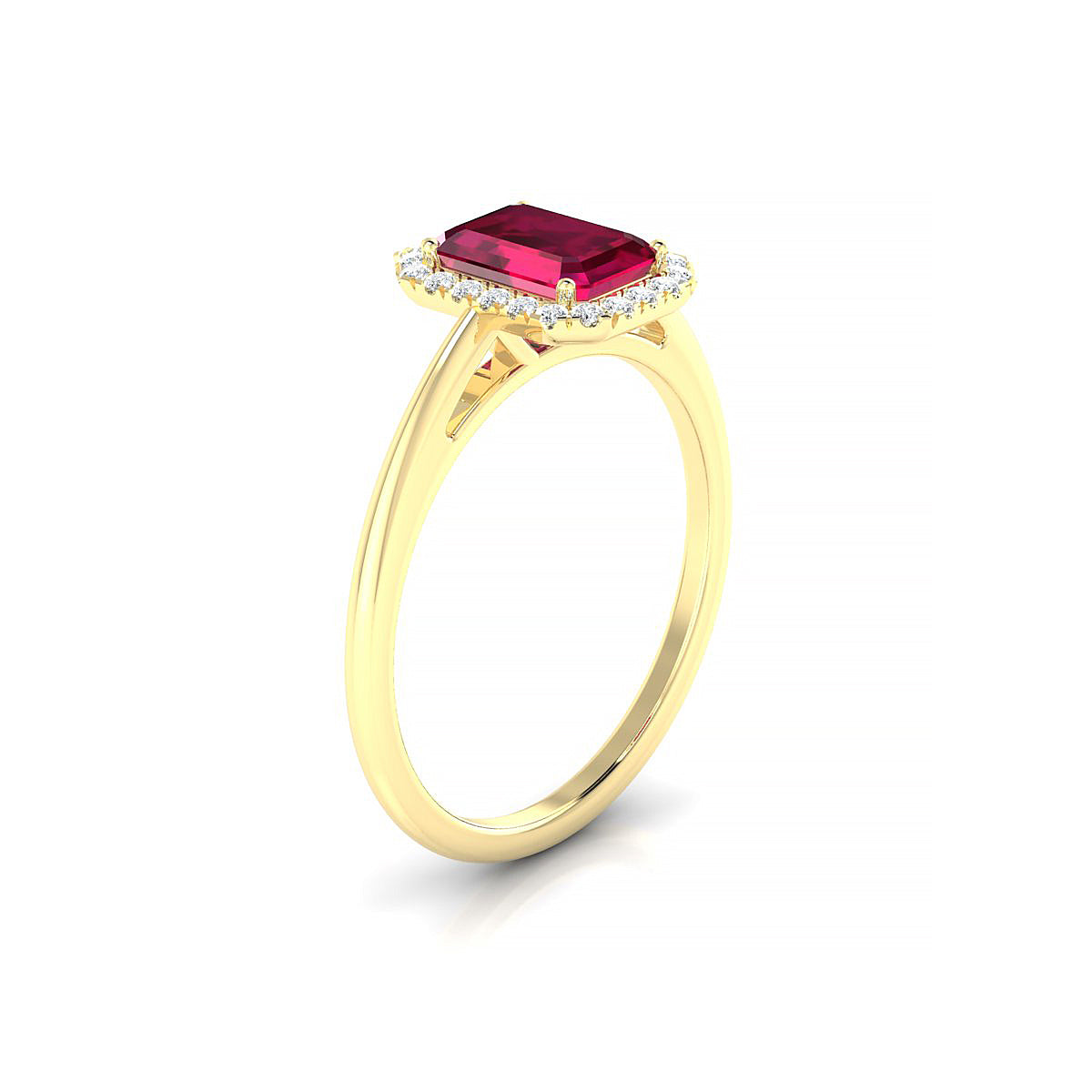 Solar | 18k Yellow Gold 7 x 5 mm Emerald Ruby Ring