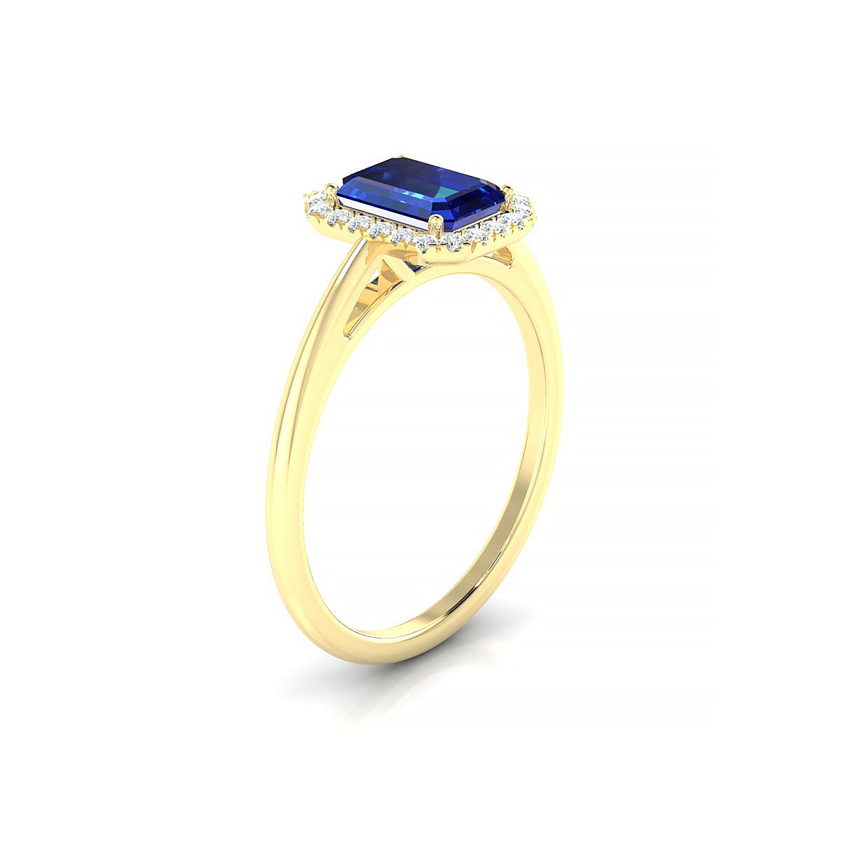 Solar | 18k Yellow Gold 7 x 5 mm Emerald Sapphire Ring