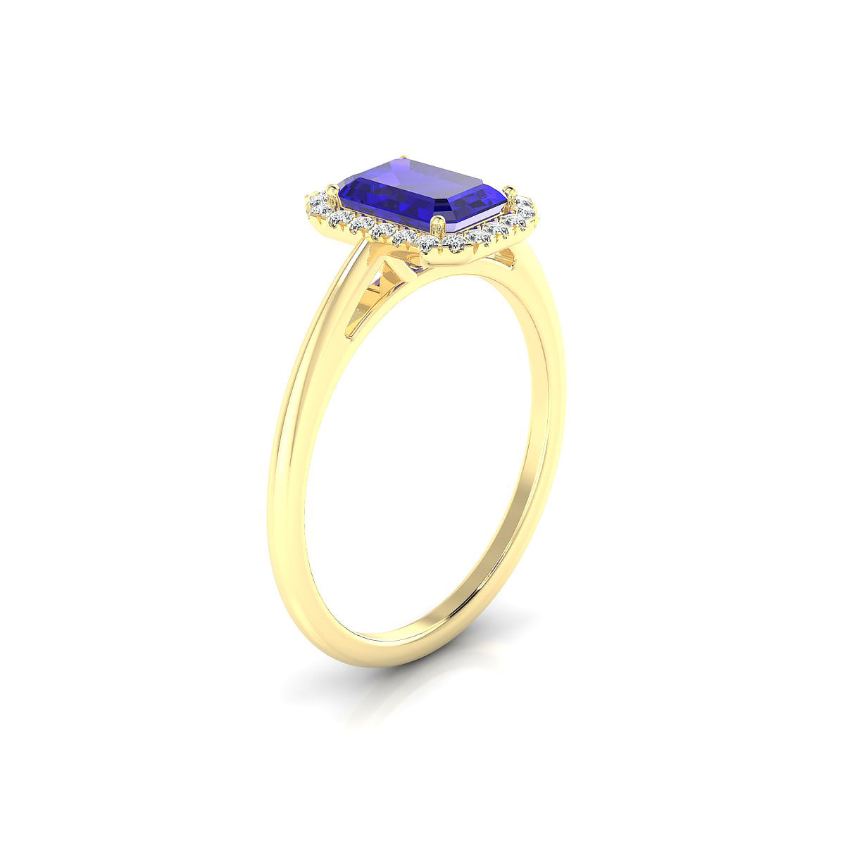 Solar | 18k Yellow Gold 7 x 5 mm Emerald Tanzanite Ring