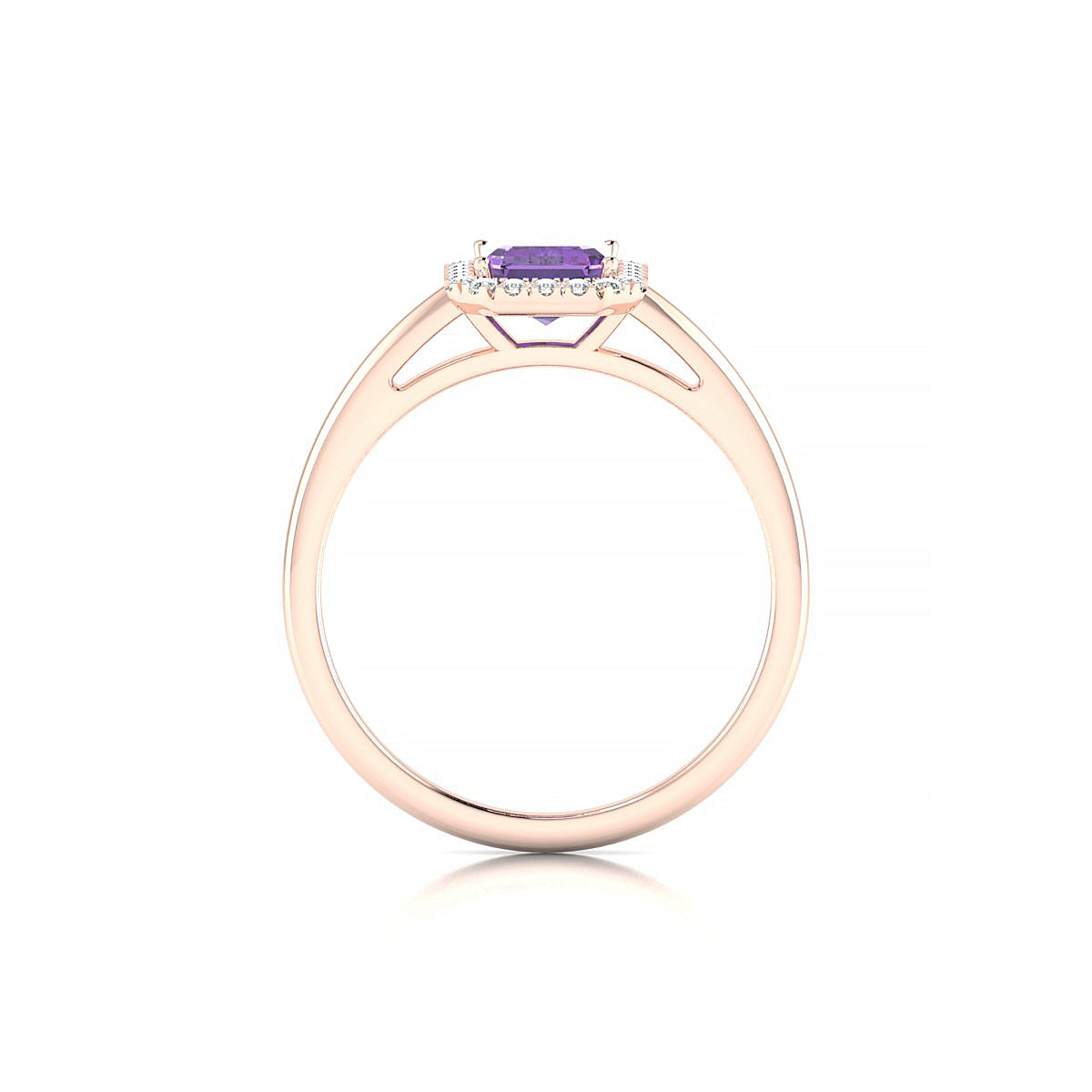 Solar | 18k Rose Gold 7 x 5 mm Emerald Amethyst Ring