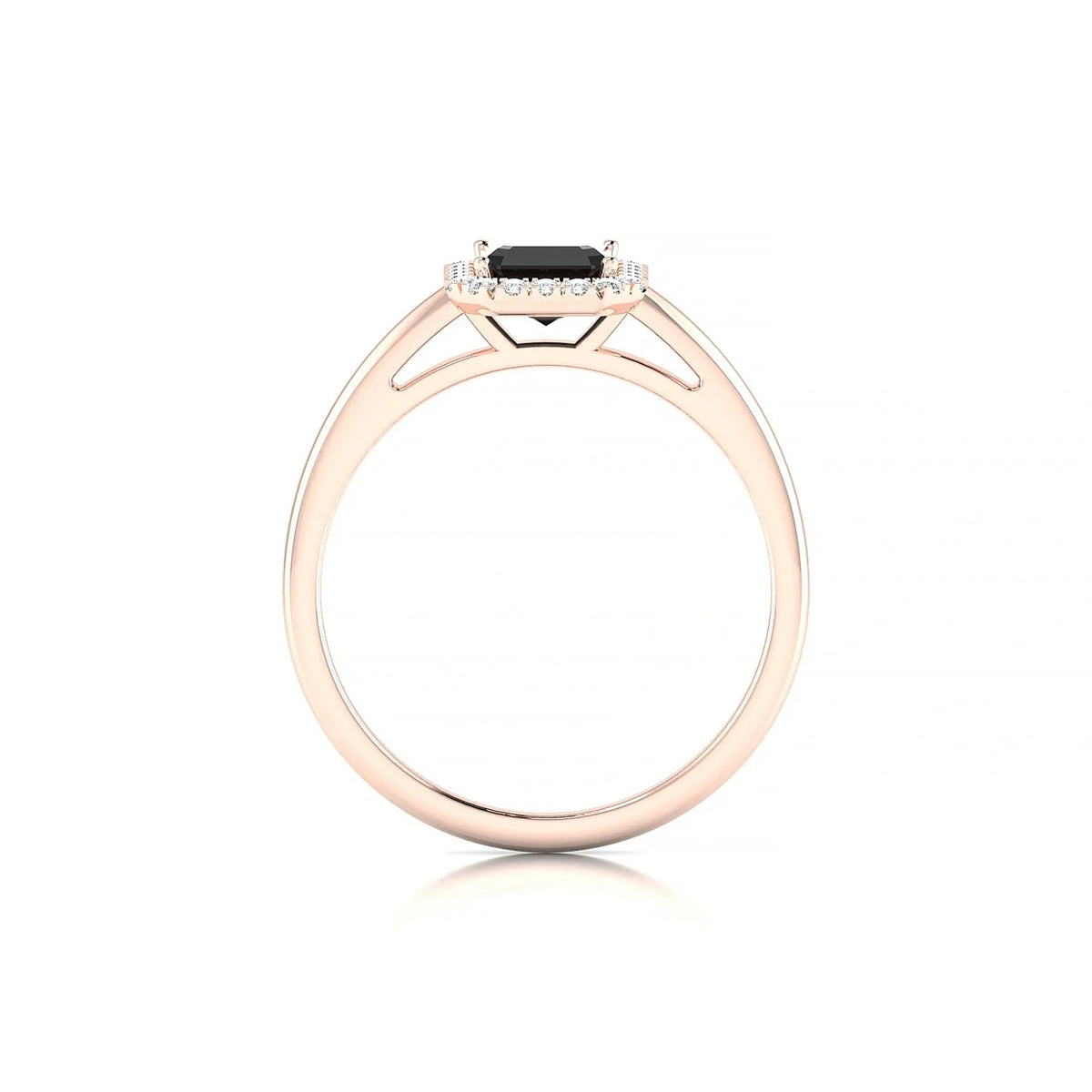 Solar | 18k Rose Gold 7 x 5 mm Emerald Black Diamond Ring