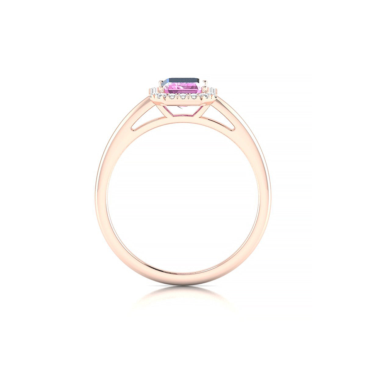 Solar | 18k Rose Gold 7 x 5 mm Emerald Pink Sapphire Ring