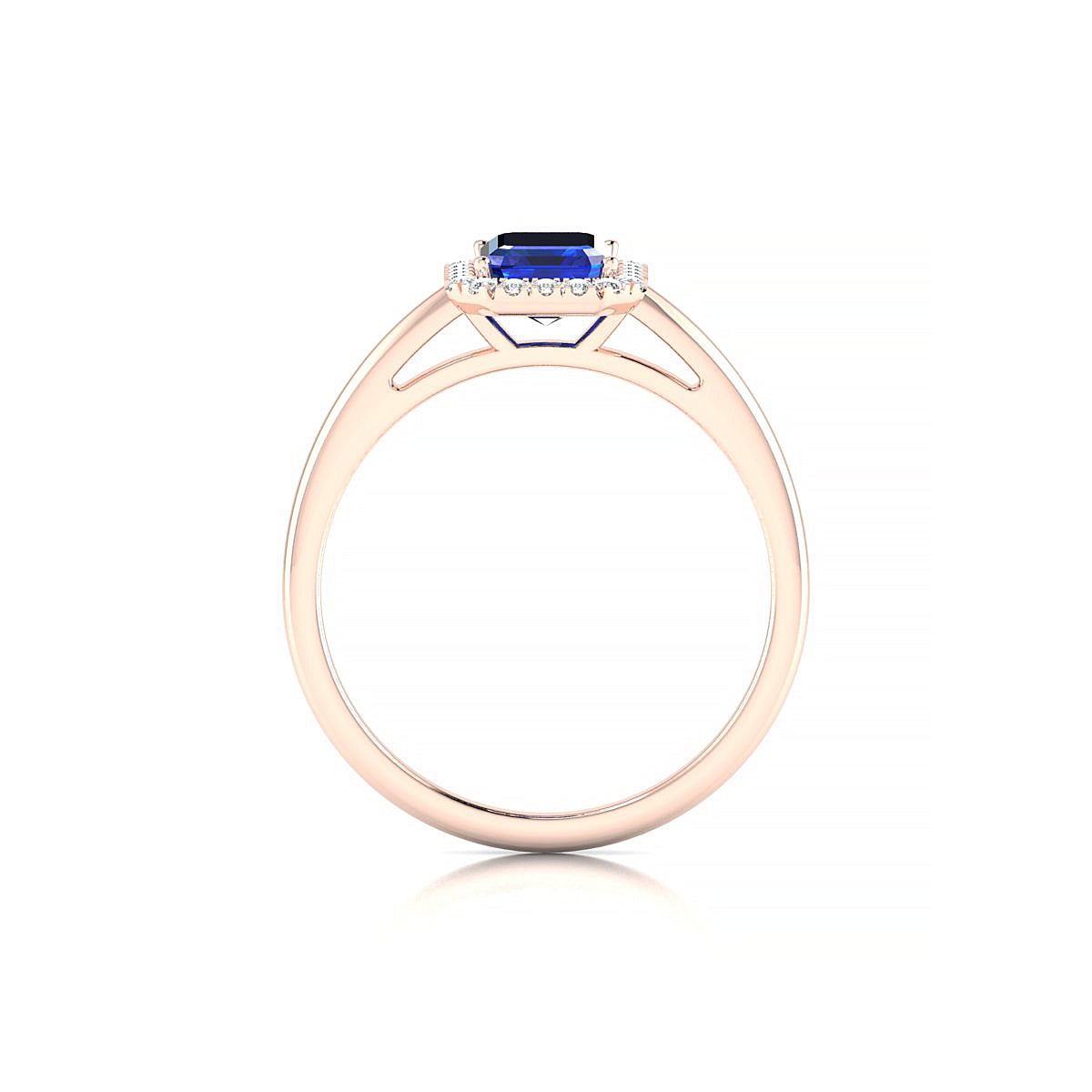 Solar | 18k Rose Gold 7 x 5 mm Emerald Sapphire Ring