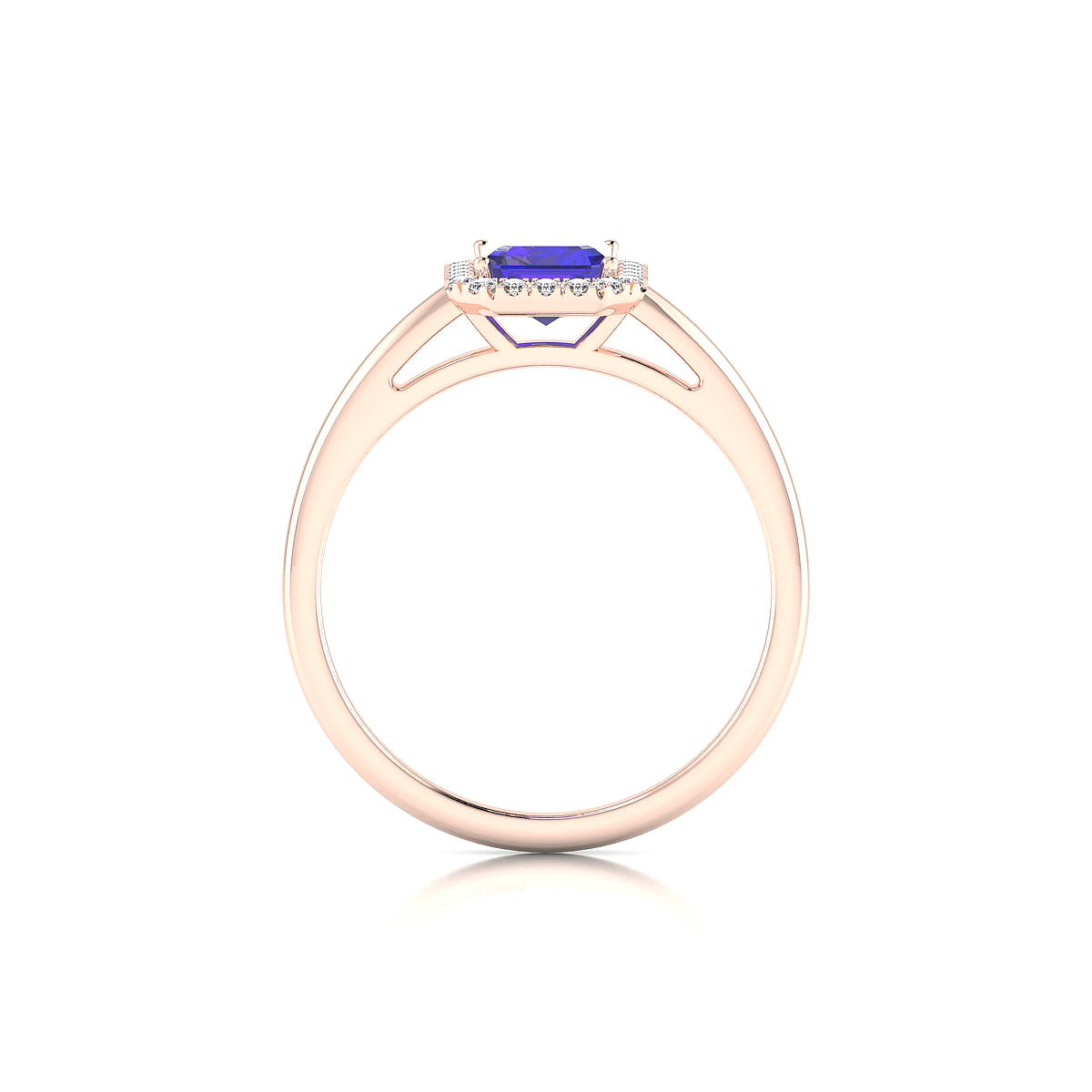 Solar | 18k Rose Gold 7 x 5 mm Emerald Tanzanite Ring