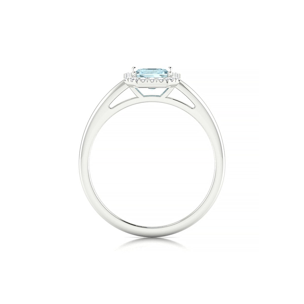 Solar | 18k White Gold 7 x 5 mm Emerald Aquamarine Ring