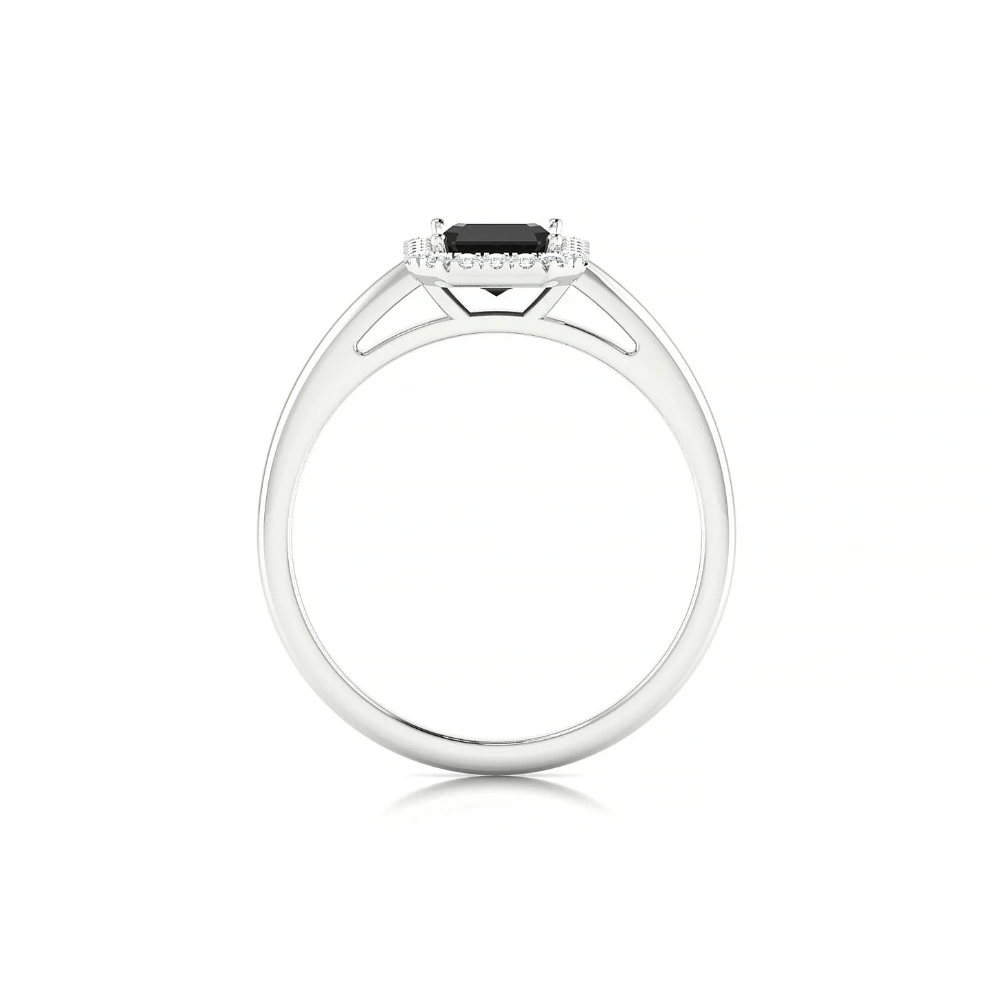 Solar | 18k White Gold 7 x 5 mm Emerald Black Diamond Ring