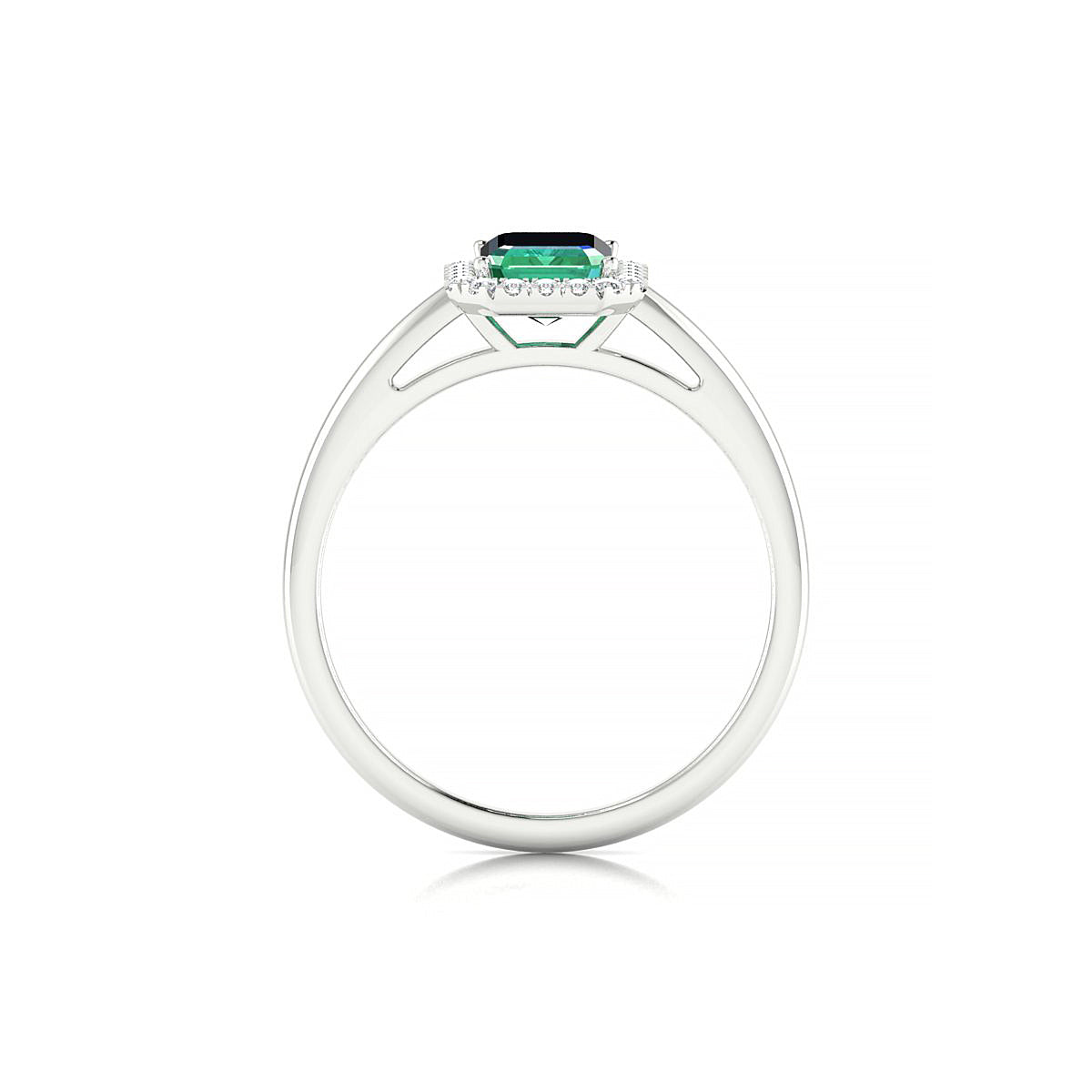 Solar | 18k White Gold 7 x 5 mm Emerald Emerald Ring