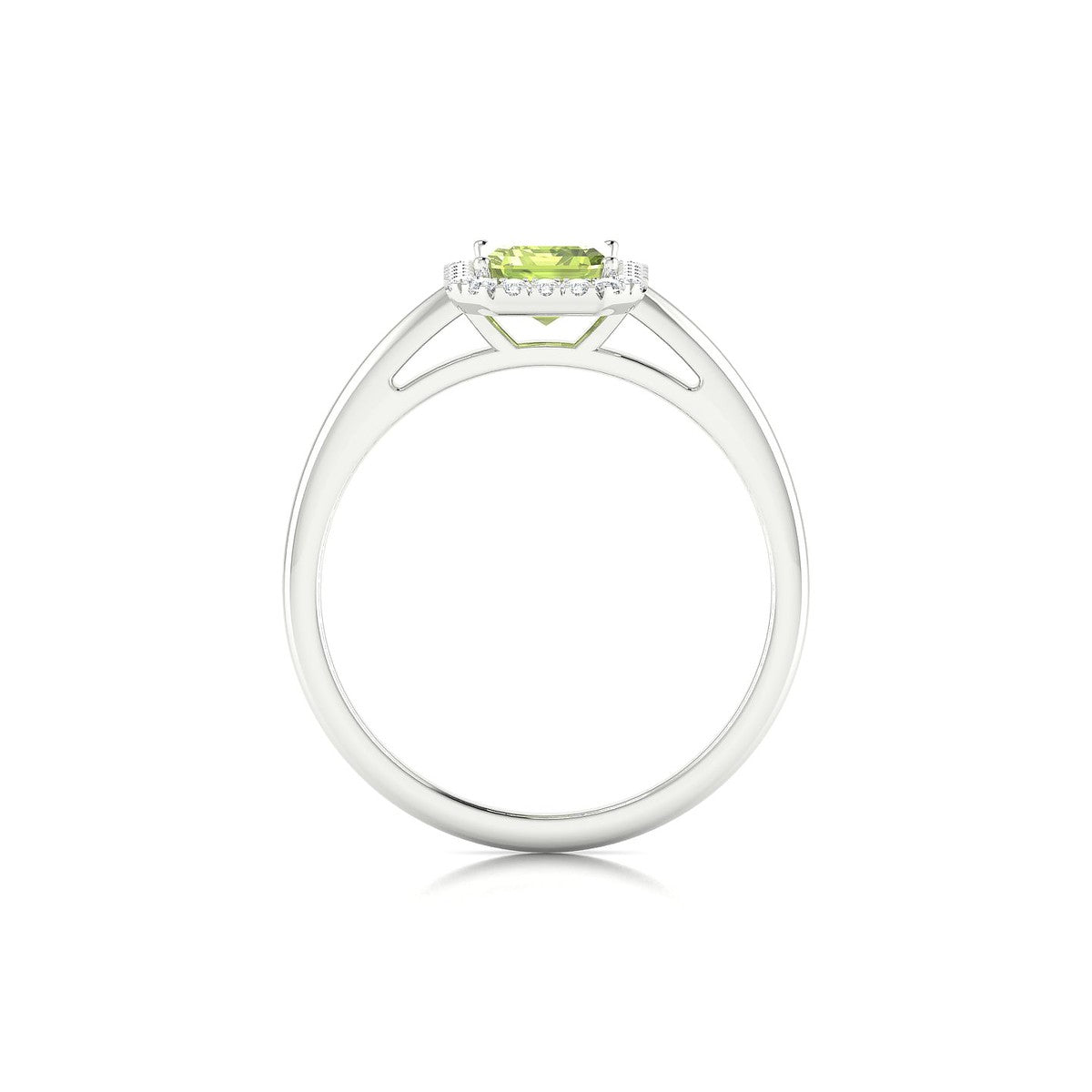 Solar | 18k White Gold 7 x 5 mm Emerald Peridot Ring