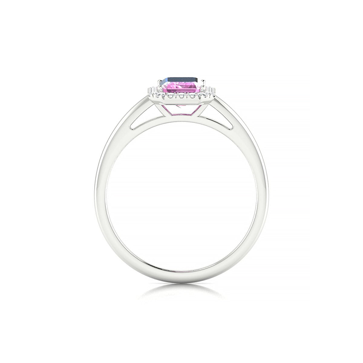 Solar | 18k White Gold 7 x 5 mm Emerald Pink Sapphire Ring