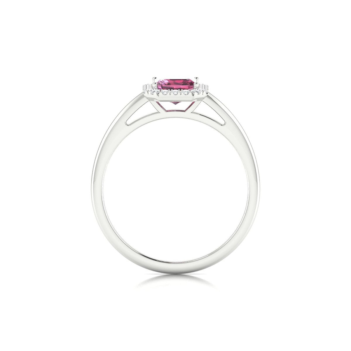 Solar | 18k White Gold 7 x 5 mm Emerald Rhodolite Ring