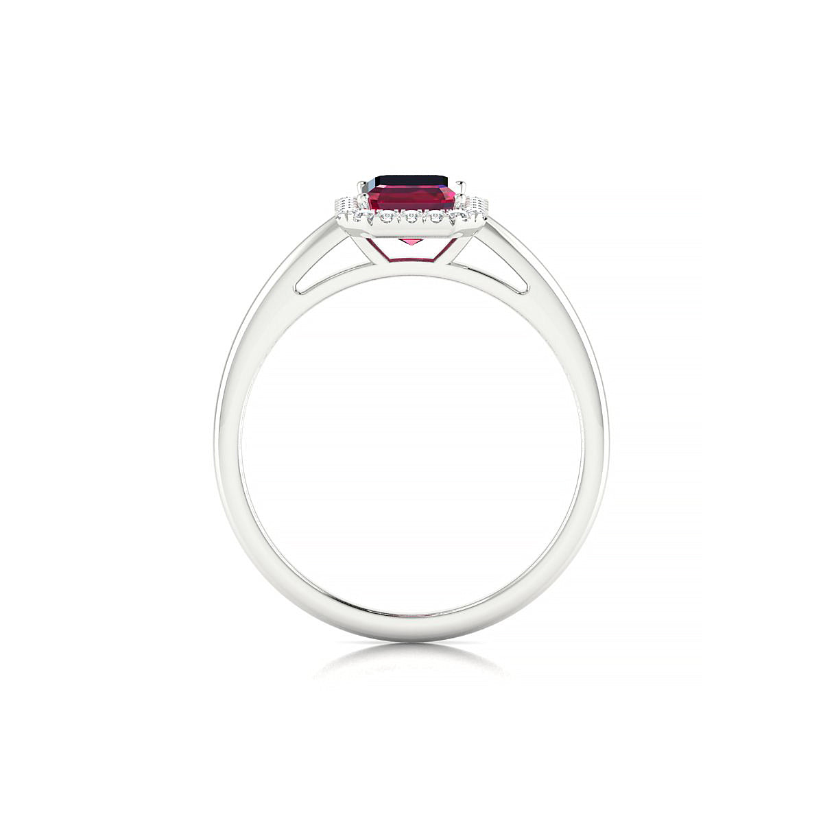 Solar | 18k White Gold 7 x 5 mm Emerald Ruby Ring