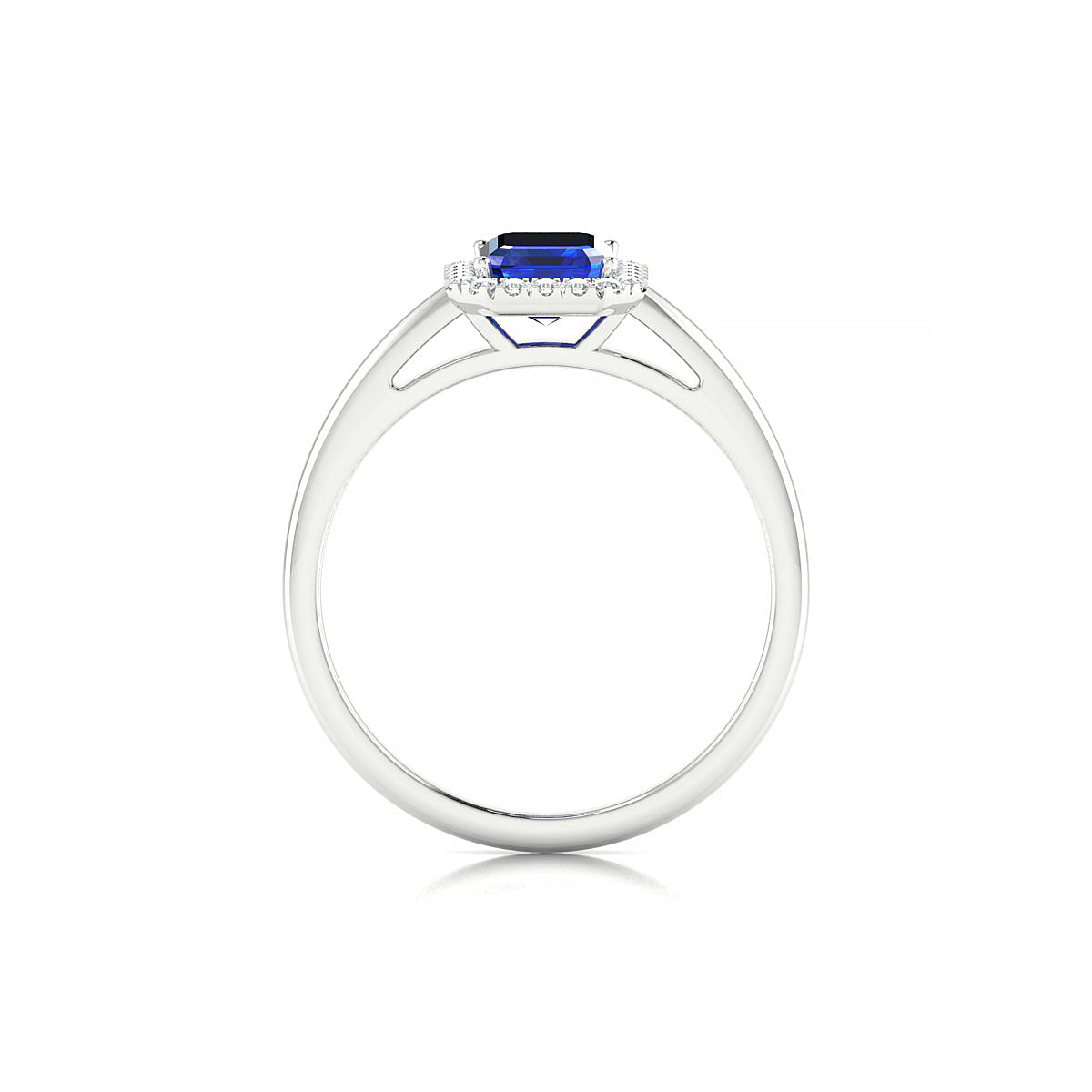 Solar | 18k White Gold 7 x 5 mm Emerald Sapphire Ring