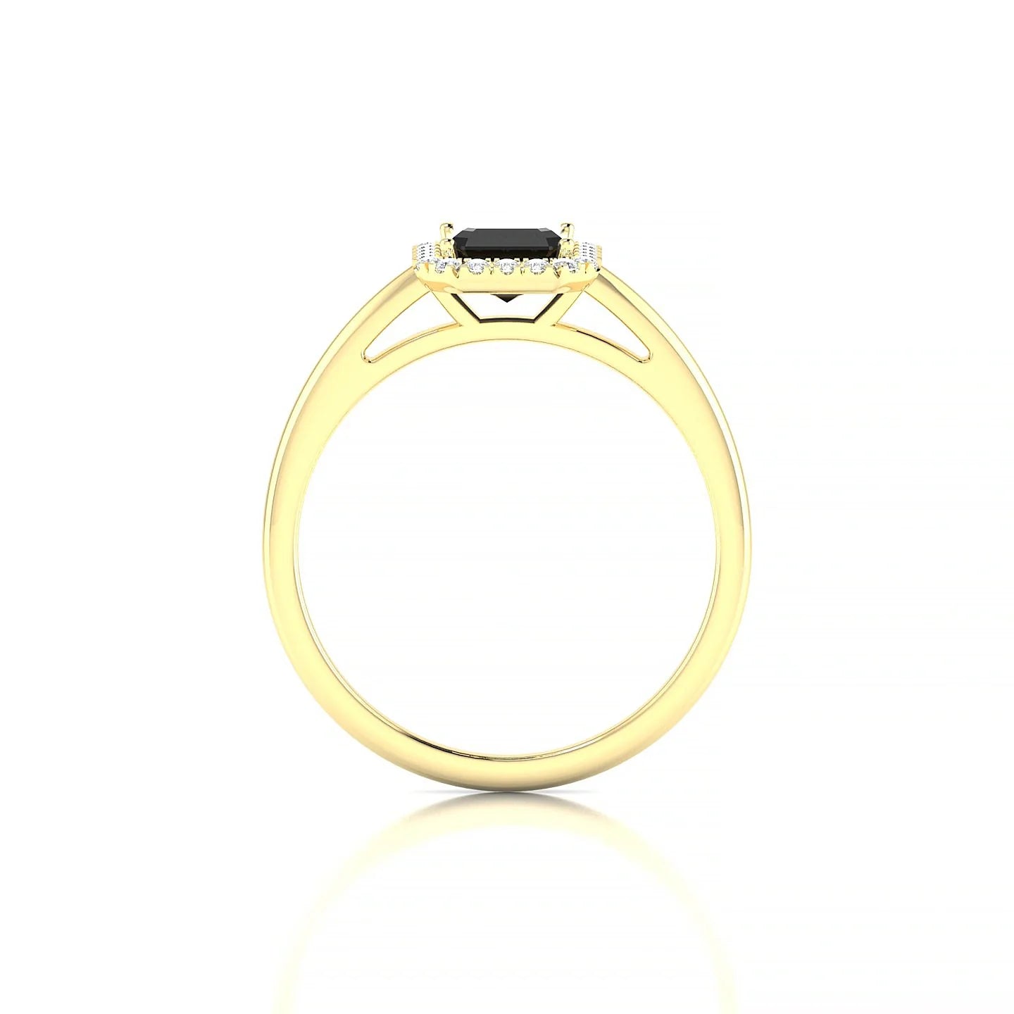 Solar | 18k Yellow Gold 7 x 5 mm Emerald Black Diamond Ring