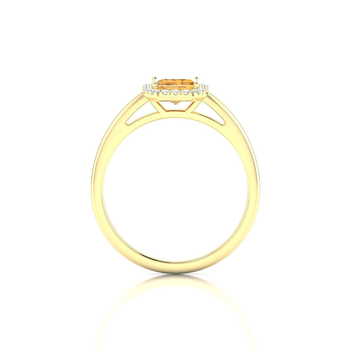 Solar | 18k Yellow Gold 7 x 5 mm Emerald Citrine Ring